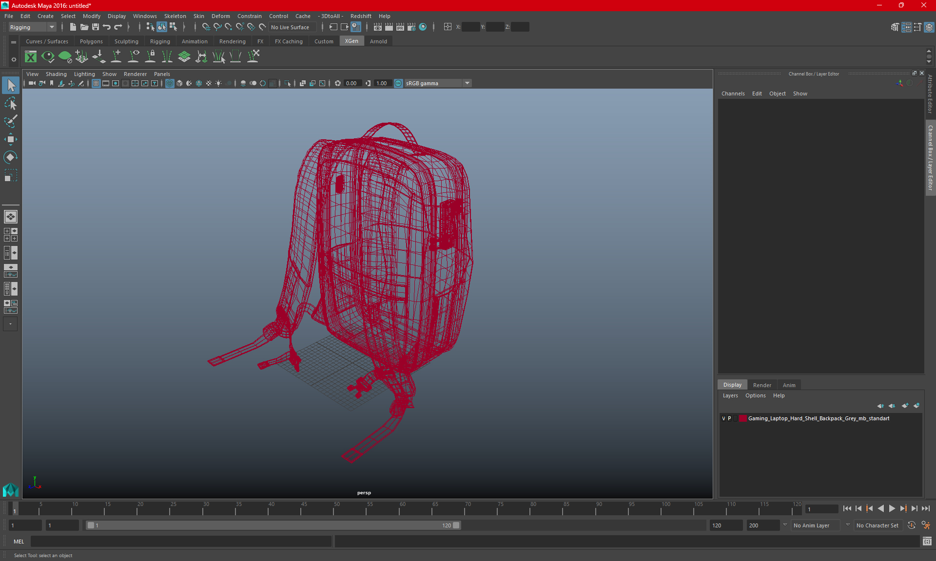 3D Gaming Laptop Hard Shell Backpack Grey model