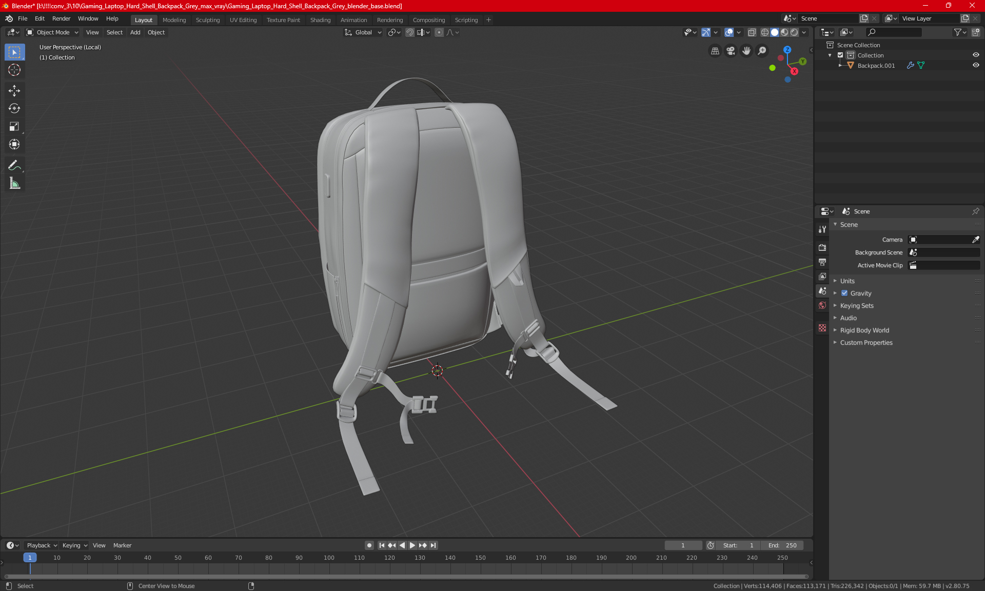 3D Gaming Laptop Hard Shell Backpack Grey model