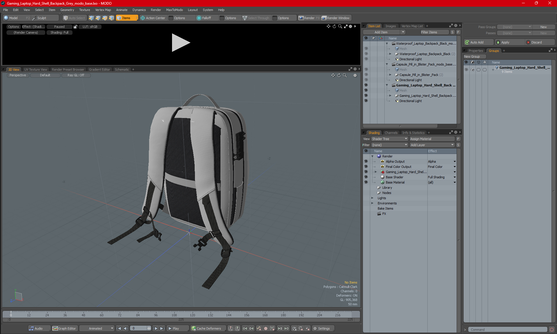 3D Gaming Laptop Hard Shell Backpack Grey model