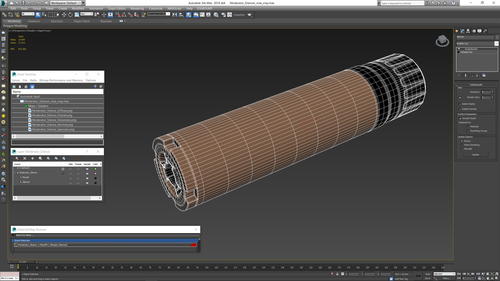 3D Moderator Silencer model