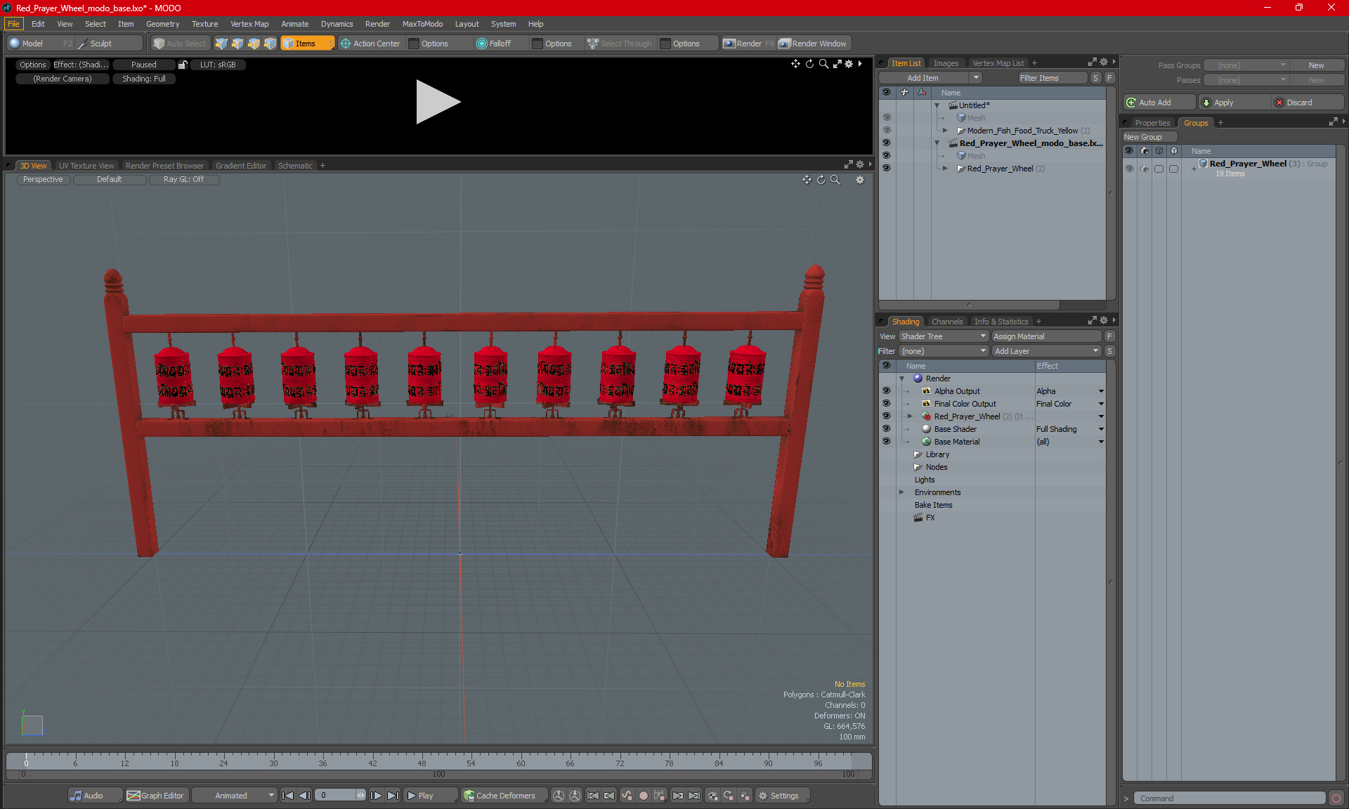 3D Red Prayer Wheel