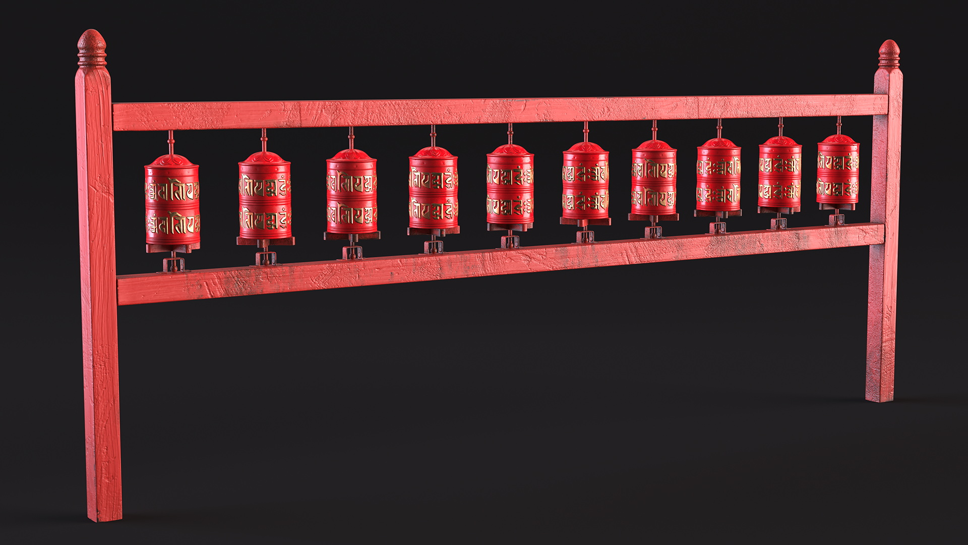3D Red Prayer Wheel