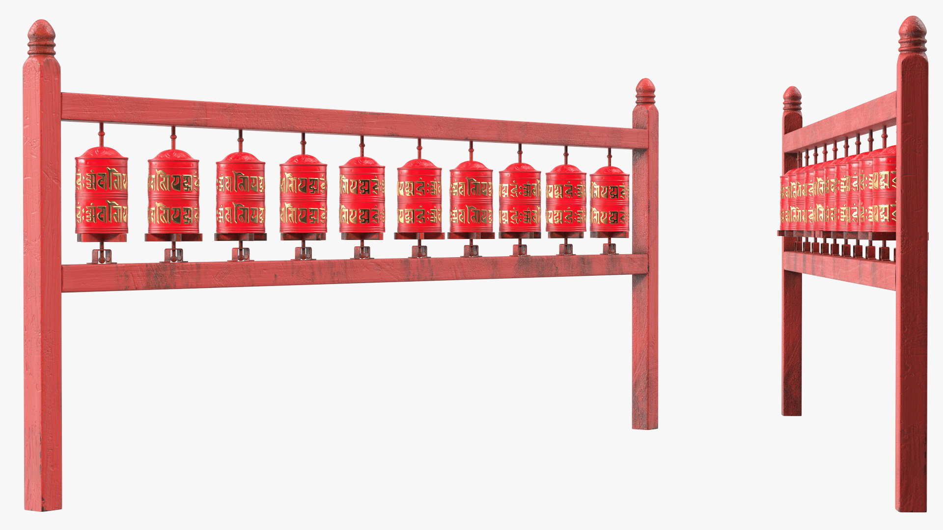 3D Red Prayer Wheel