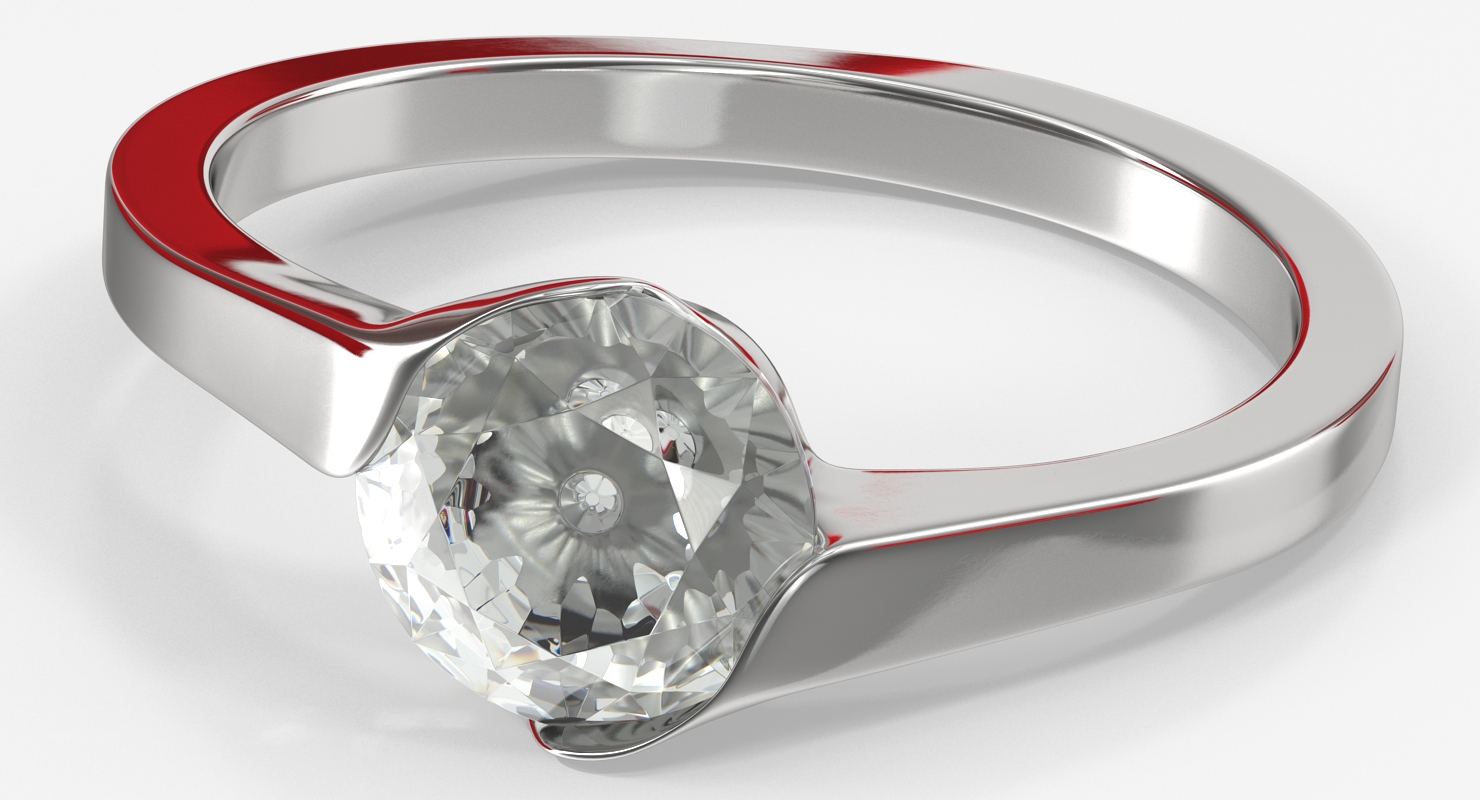 Red Heart Shaped Velvet Ring Gift Box 3D