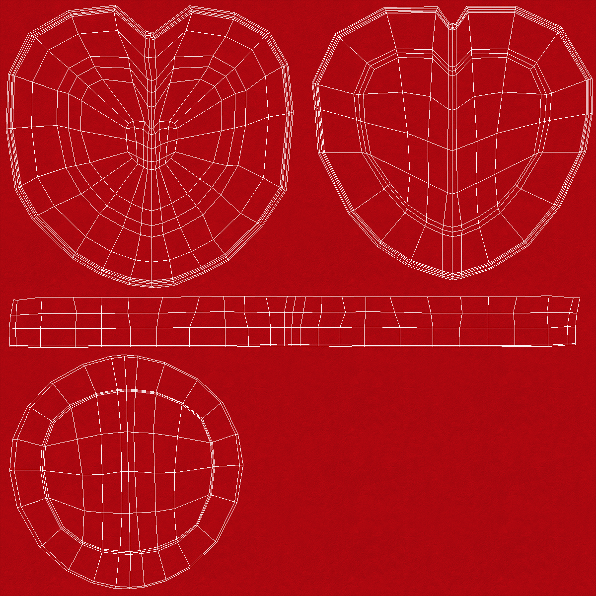 Red Heart Shaped Velvet Ring Gift Box 3D
