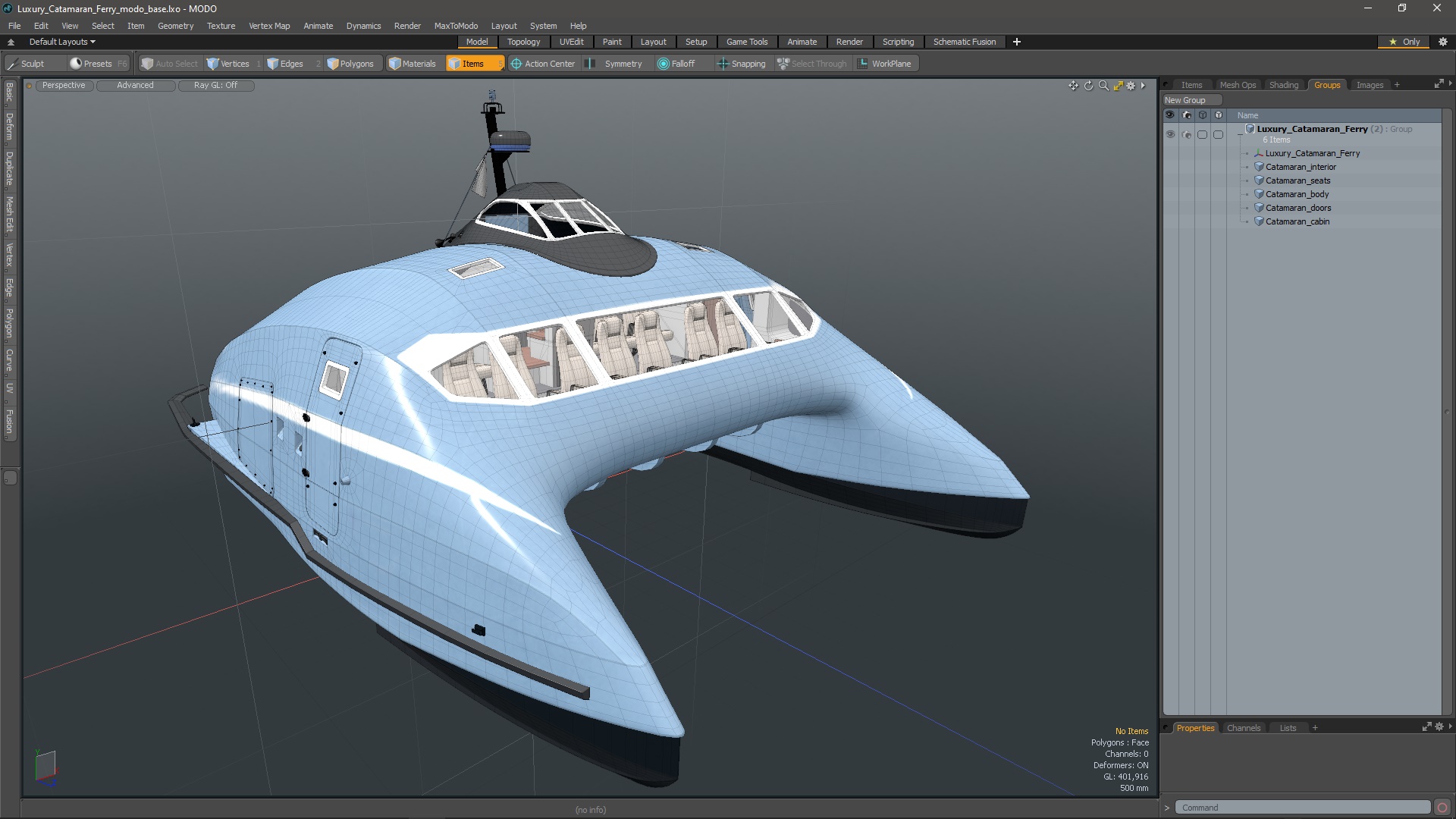 Luxury Catamaran Ferry 3D