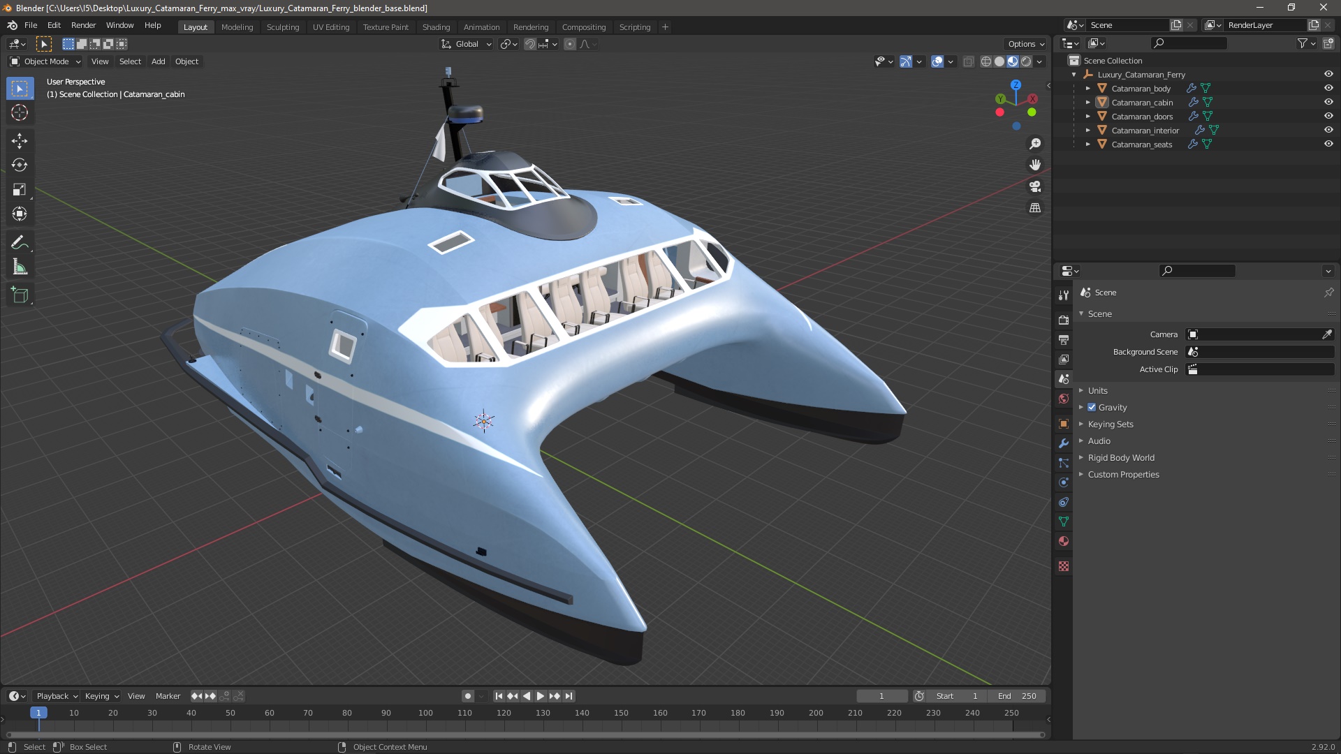 Luxury Catamaran Ferry 3D
