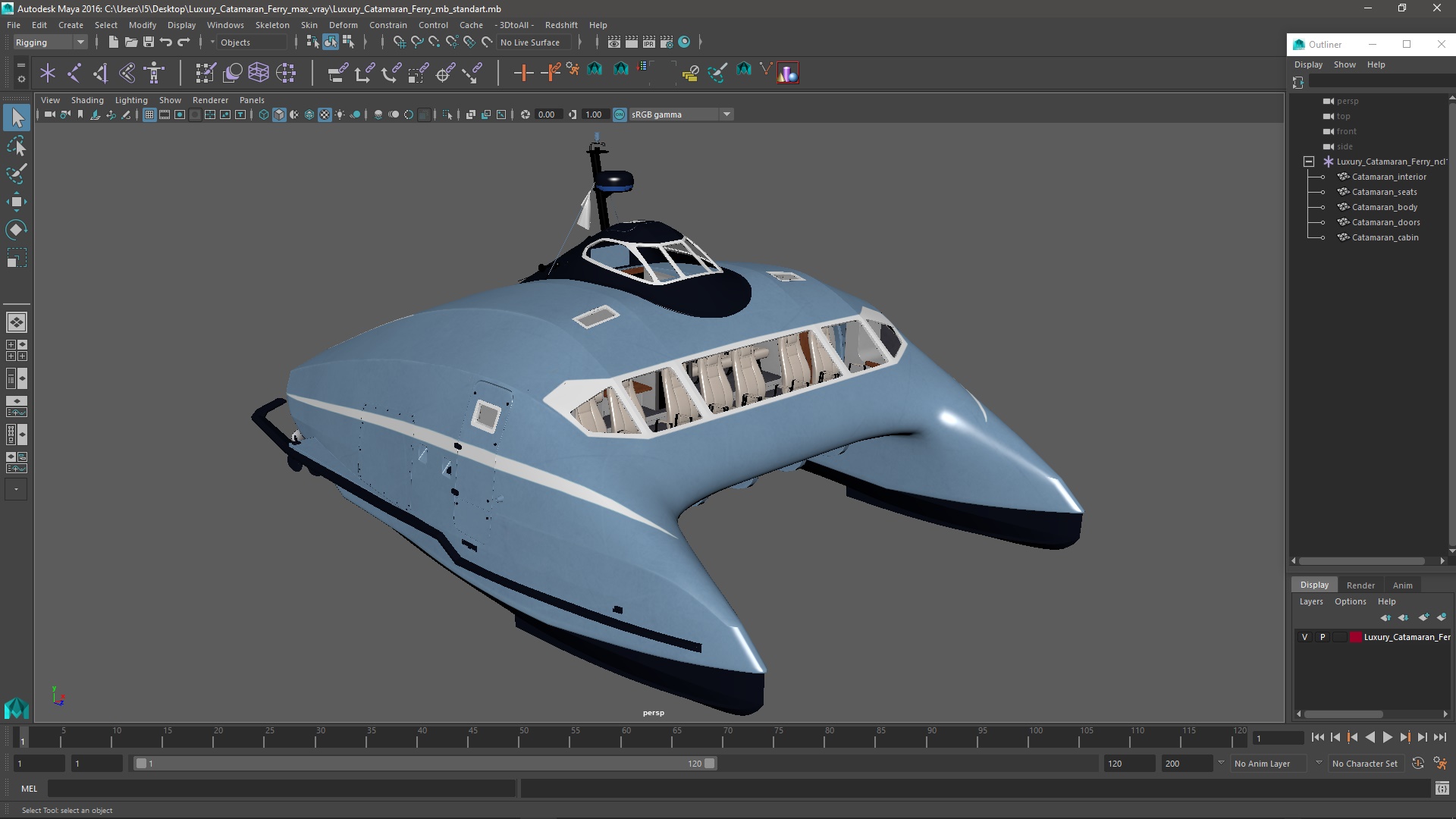 Luxury Catamaran Ferry 3D