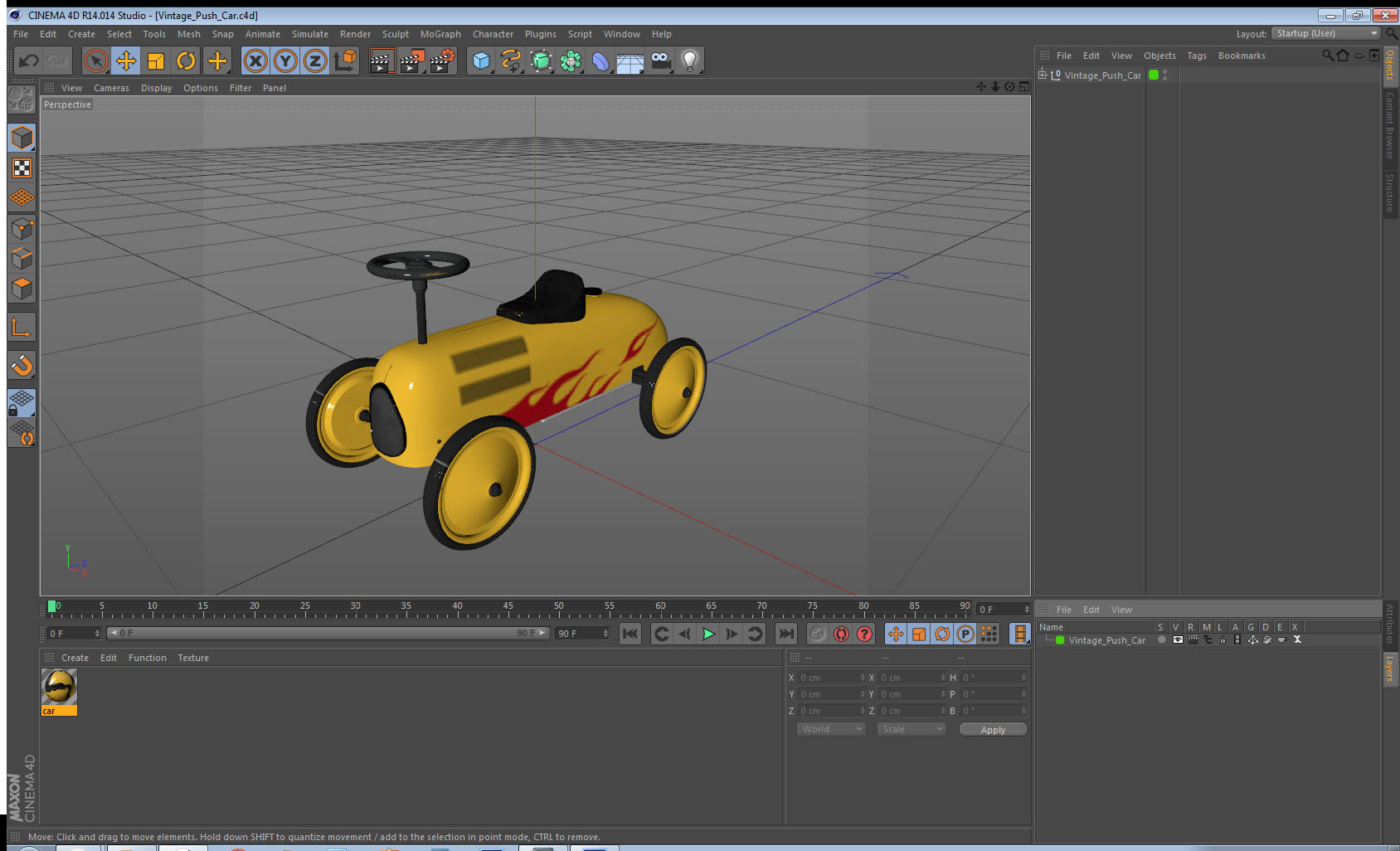 3D Vintage Push Car
