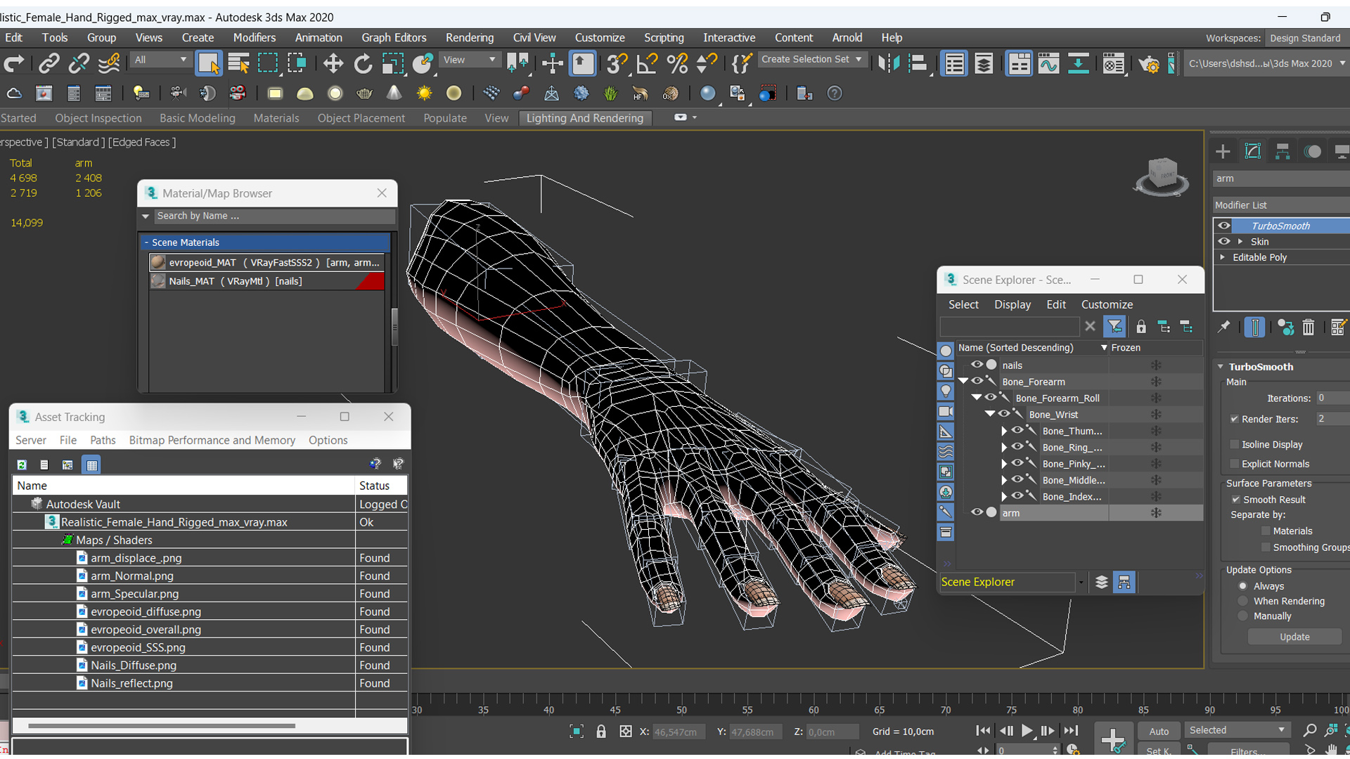 3D Realistic Female Hand Rigged model