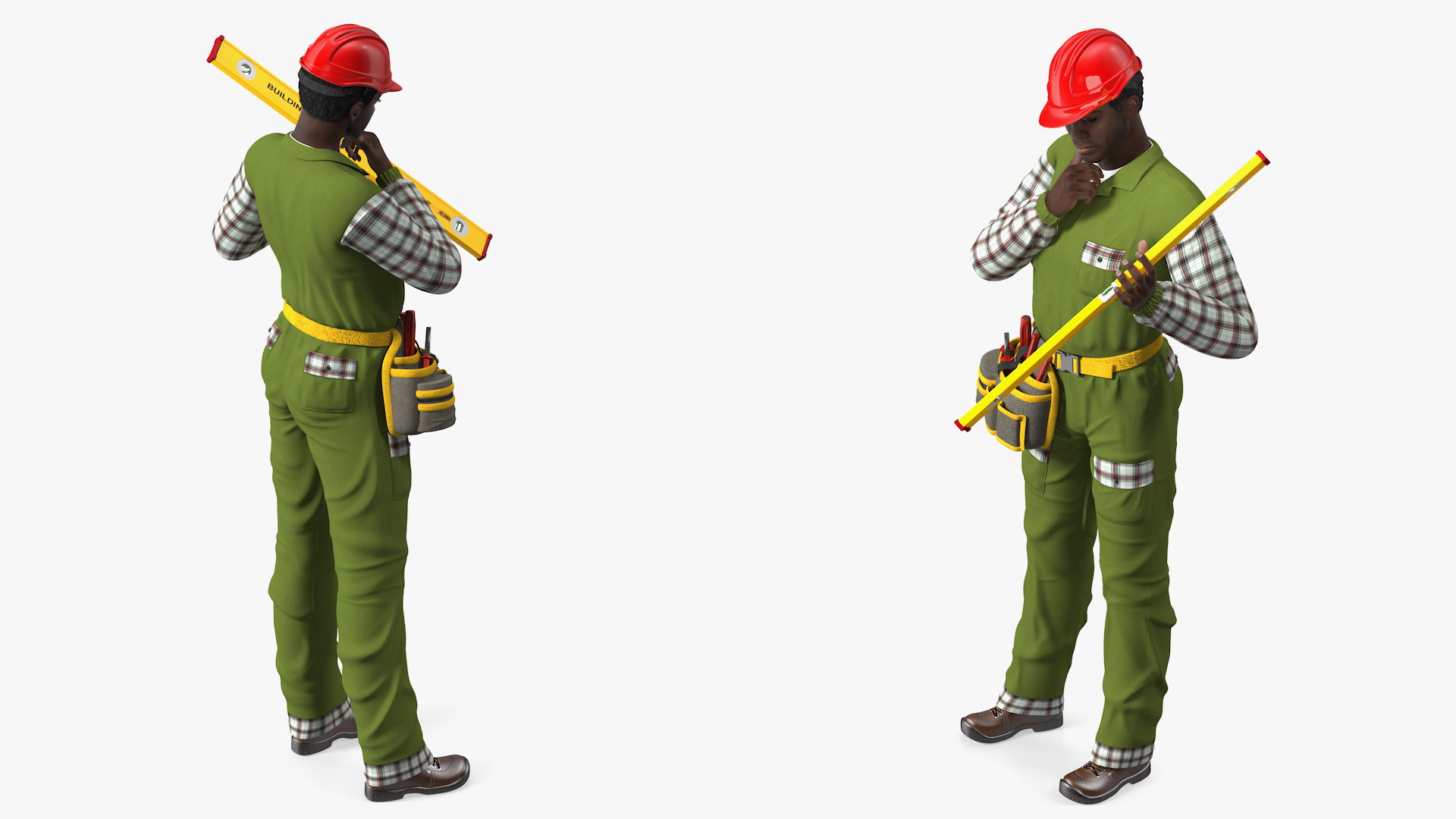 3D model Dark Skinned Black Builder Standing Pose