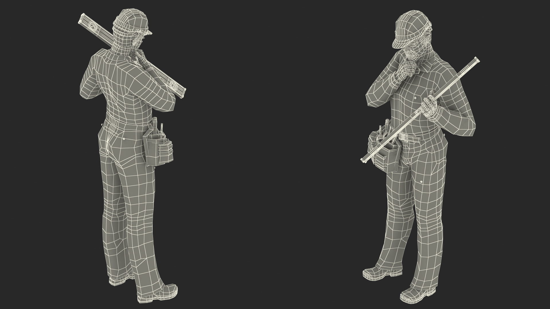 3D model Dark Skinned Black Builder Standing Pose