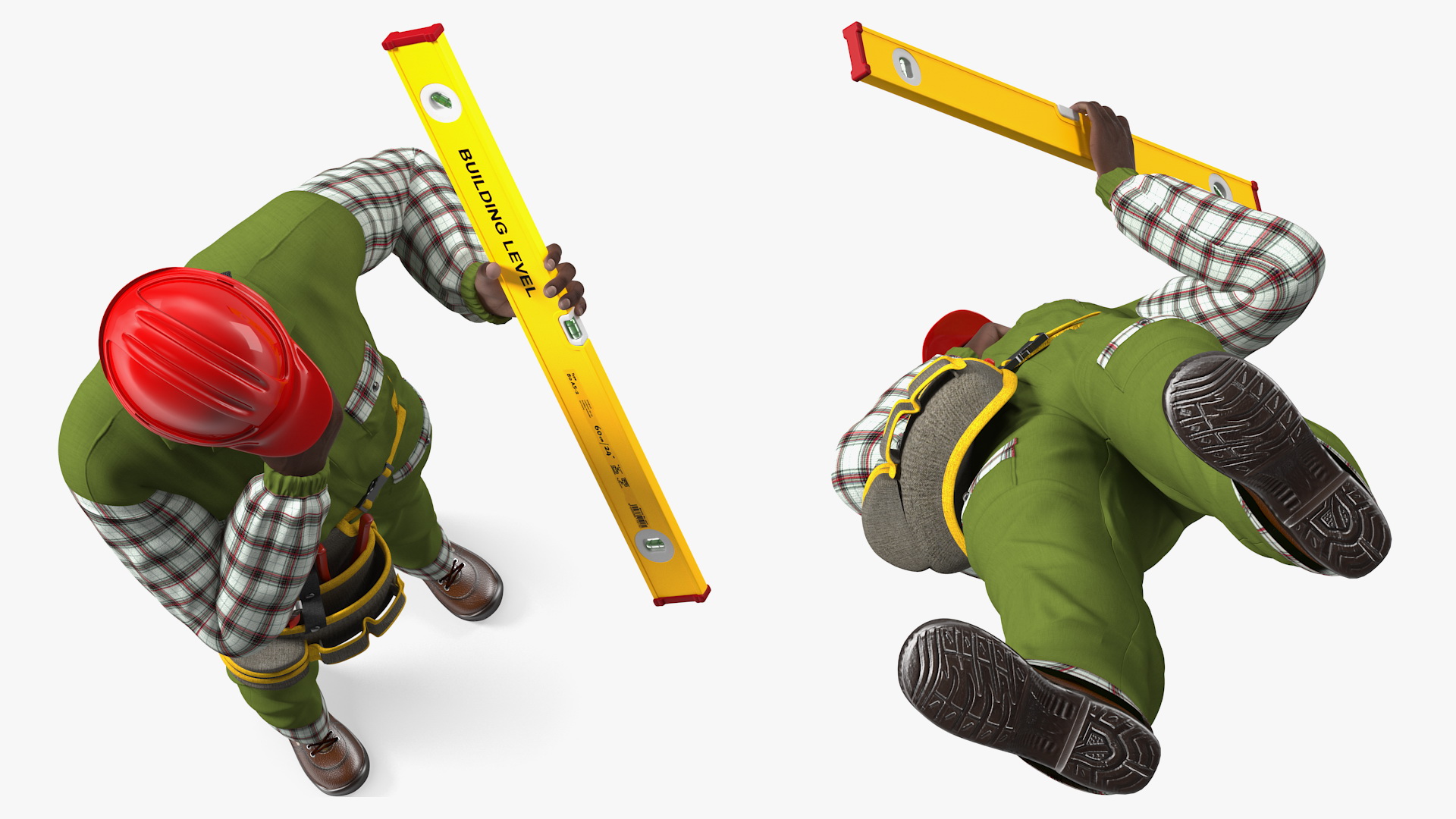 3D model Dark Skinned Black Builder Standing Pose