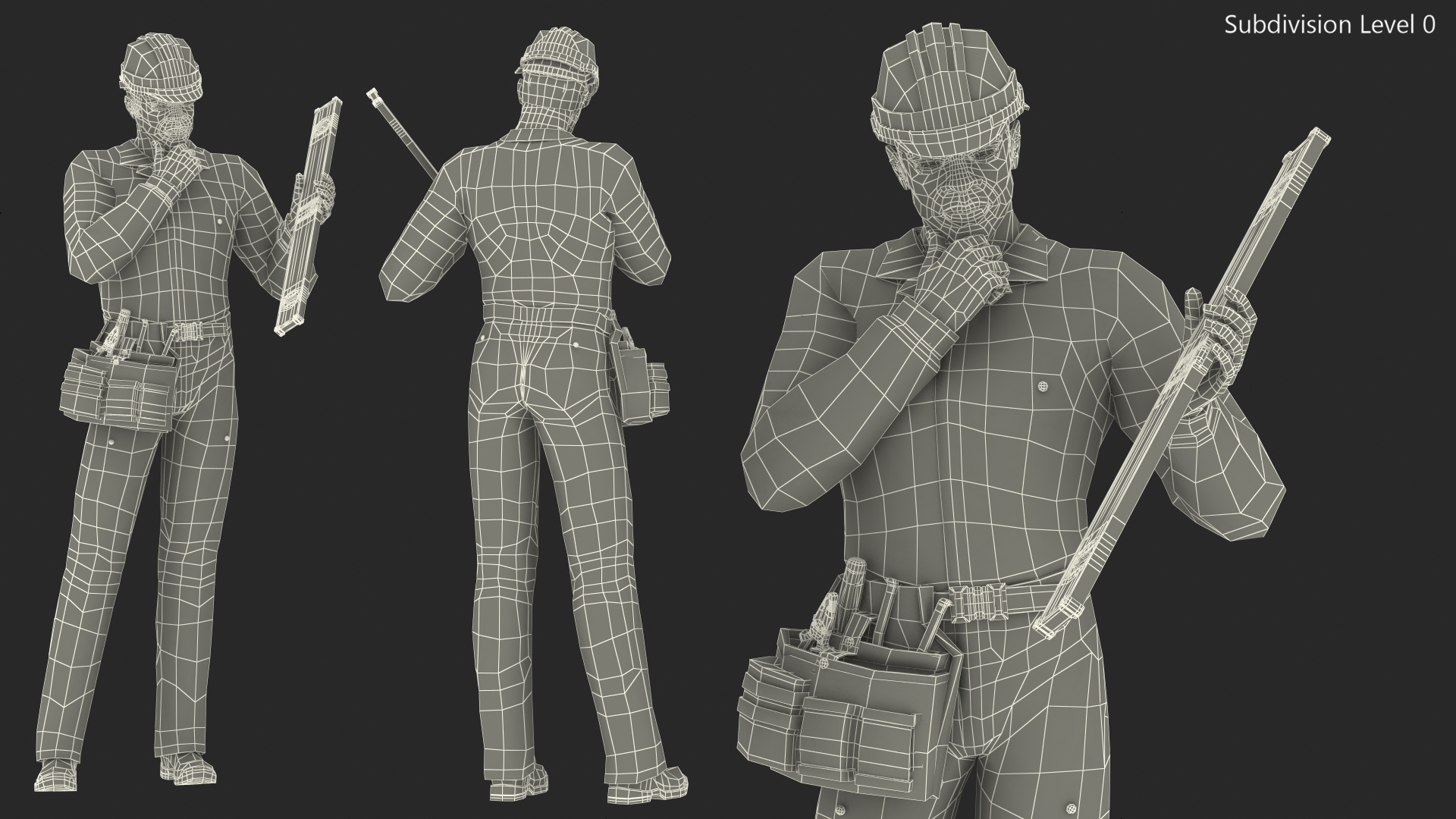 3D model Dark Skinned Black Builder Standing Pose