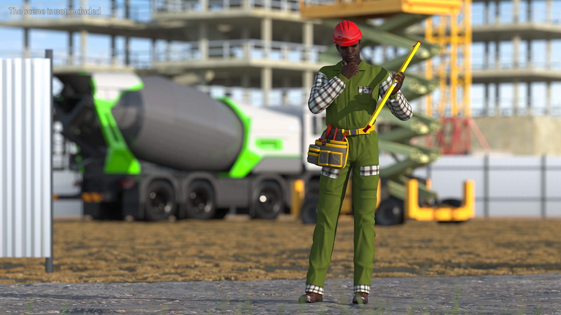 3D model Dark Skinned Black Builder Standing Pose