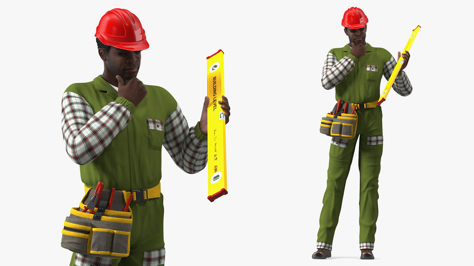 3D model Dark Skinned Black Builder Standing Pose