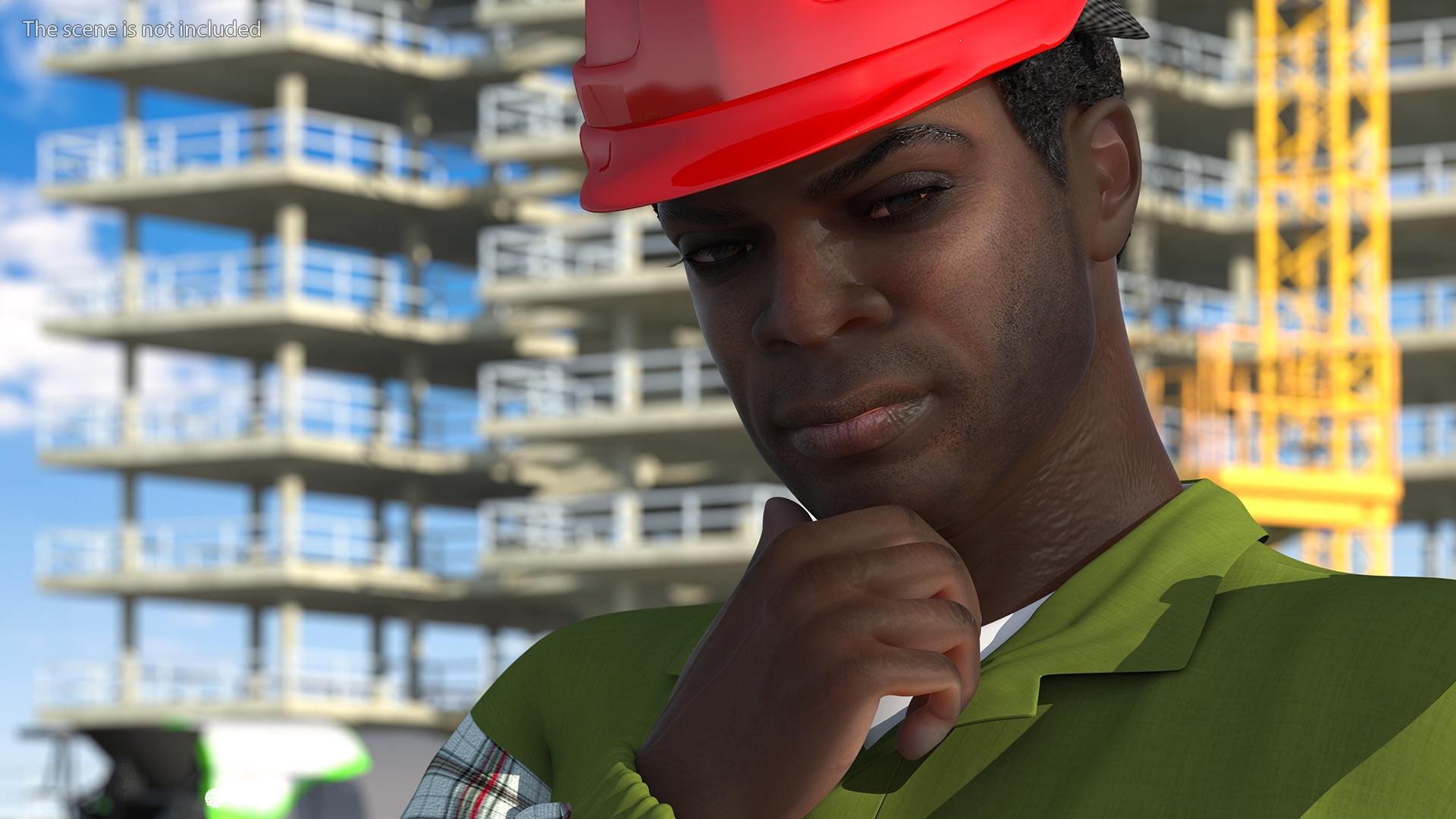 3D model Dark Skinned Black Builder Standing Pose