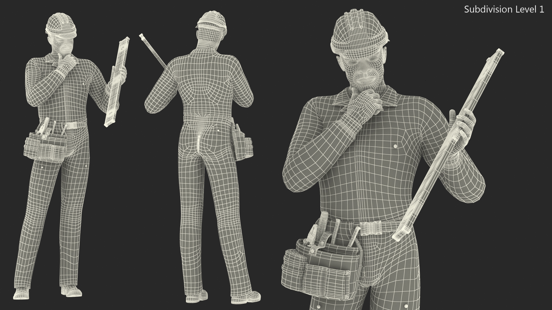 3D model Dark Skinned Black Builder Standing Pose