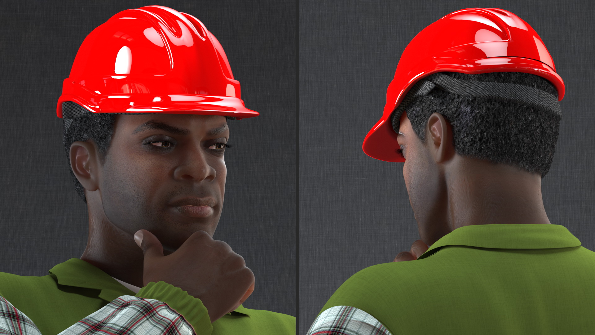 3D model Dark Skinned Black Builder Standing Pose