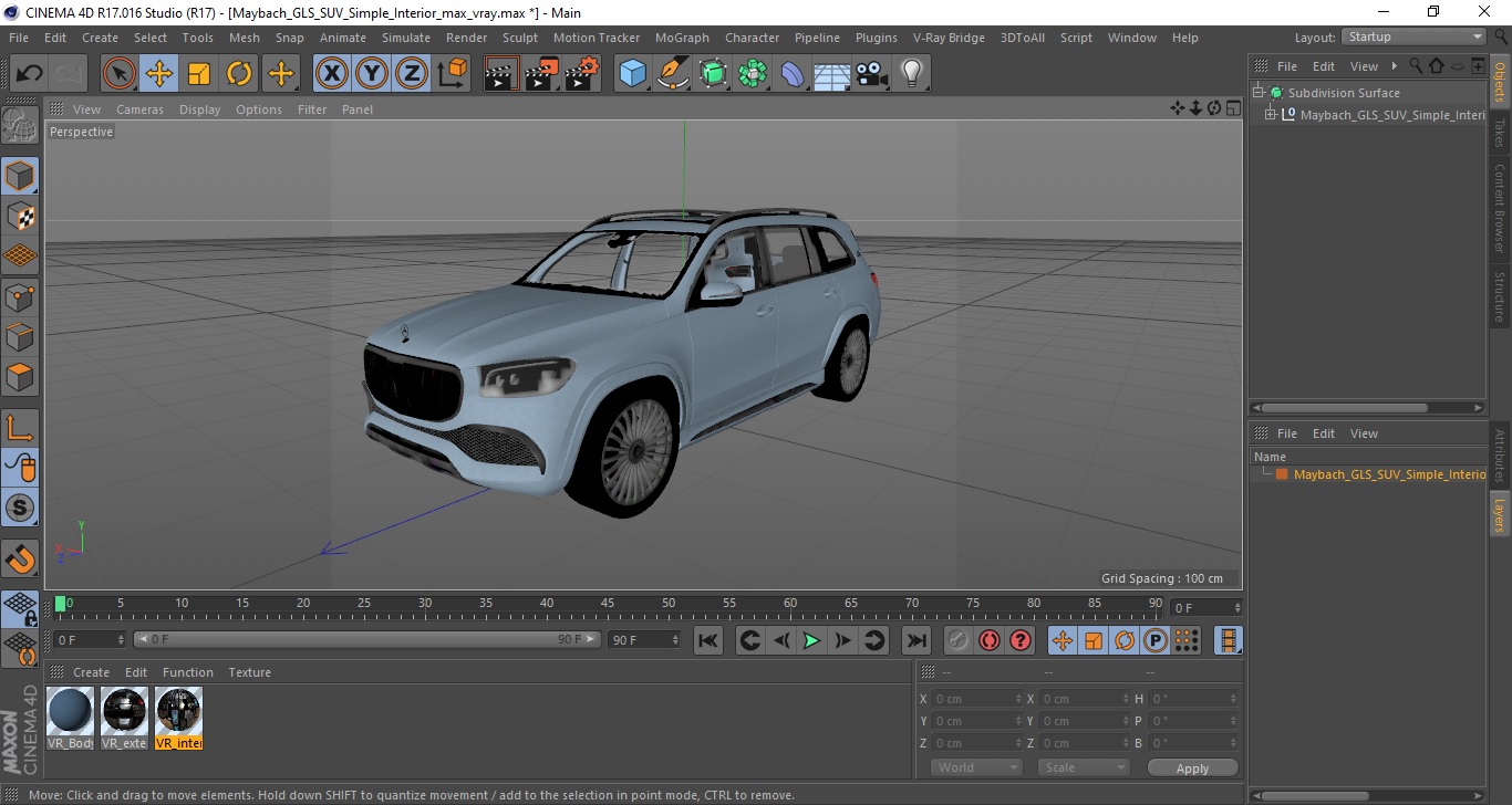 3D Maybach GLS SUV Simple Interior