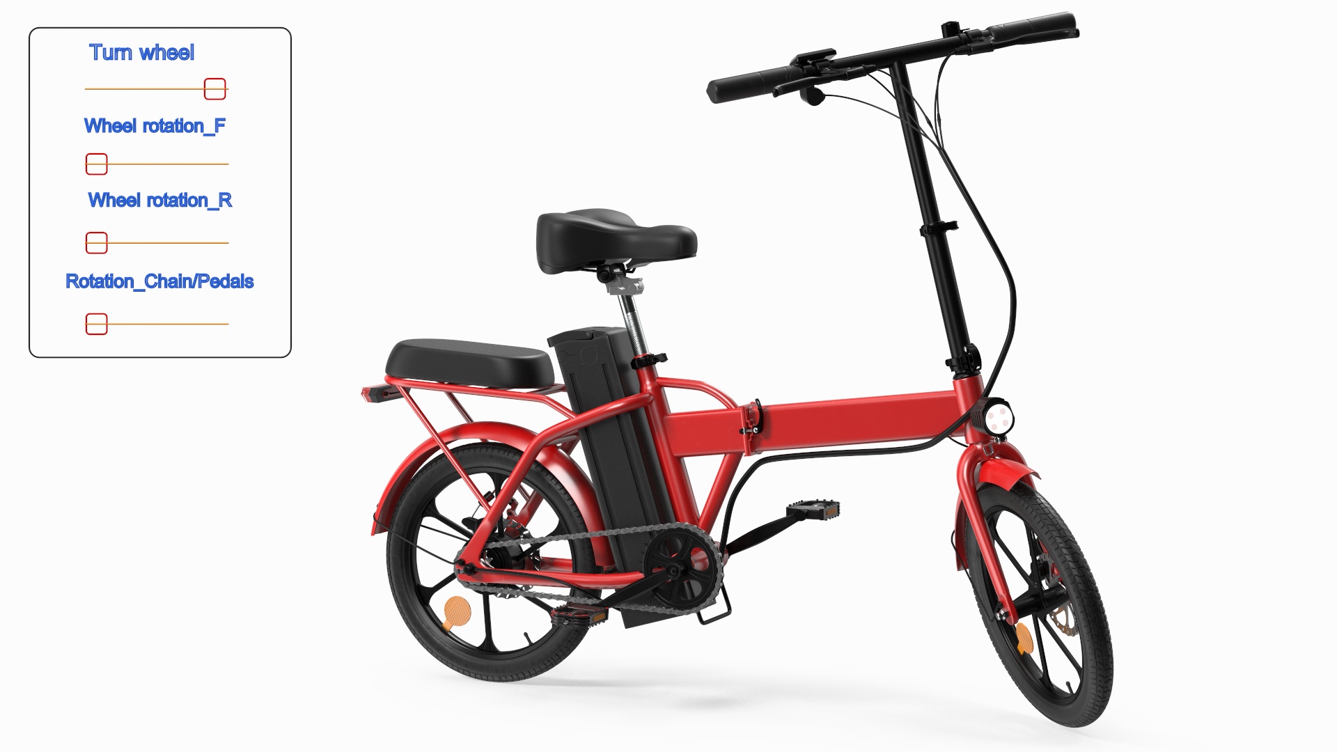 3D Foldable E-Bicycle Red Rigged for Maya model