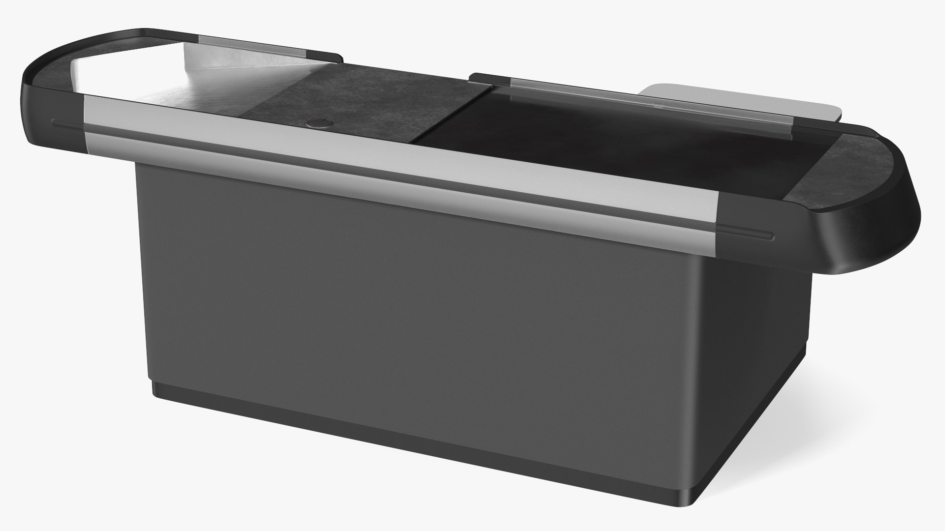 Ergonomic Small Checkout Counter Grey Rigged 3D model