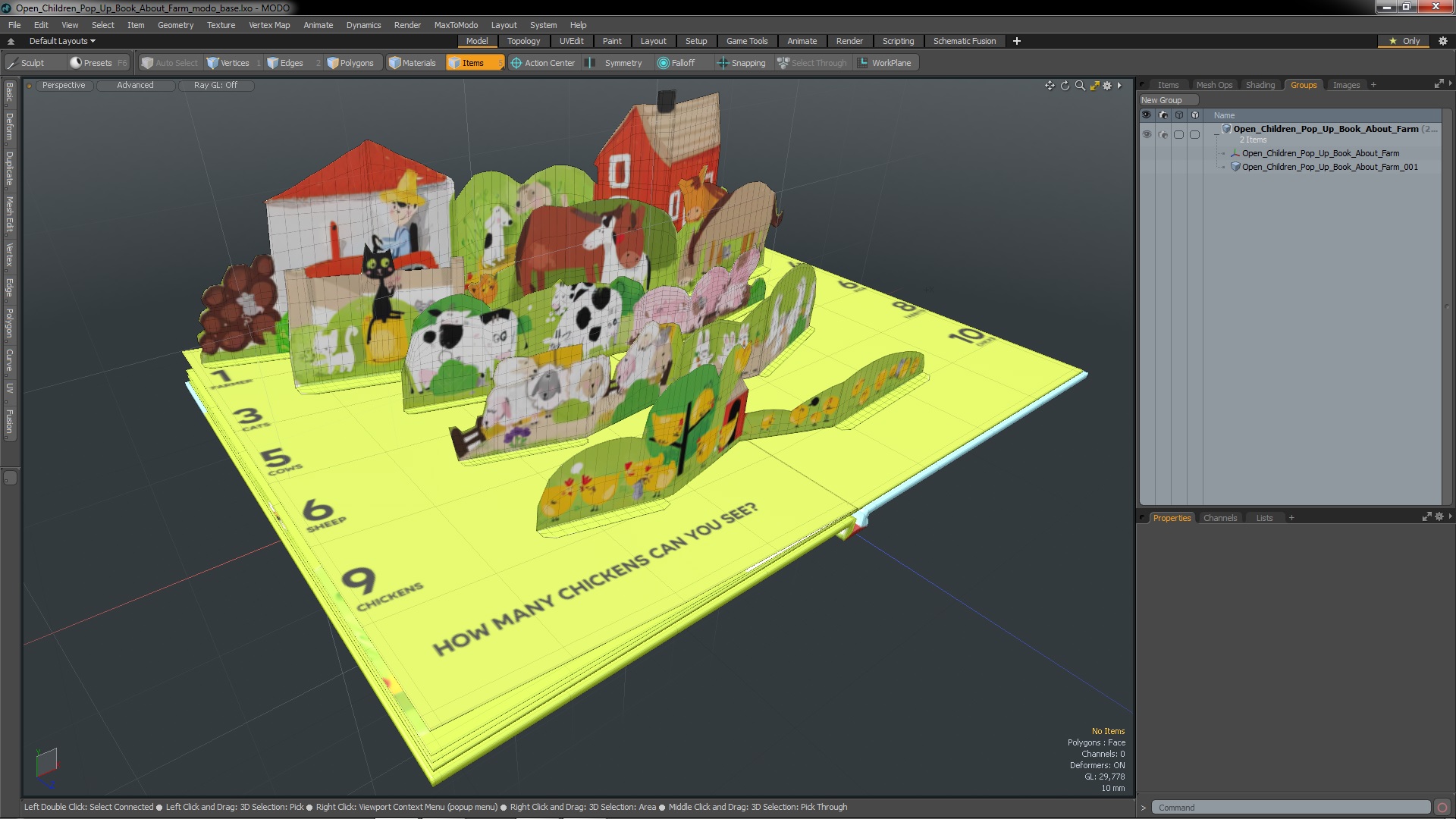 3D Open Children Pop Up Book About Farm
