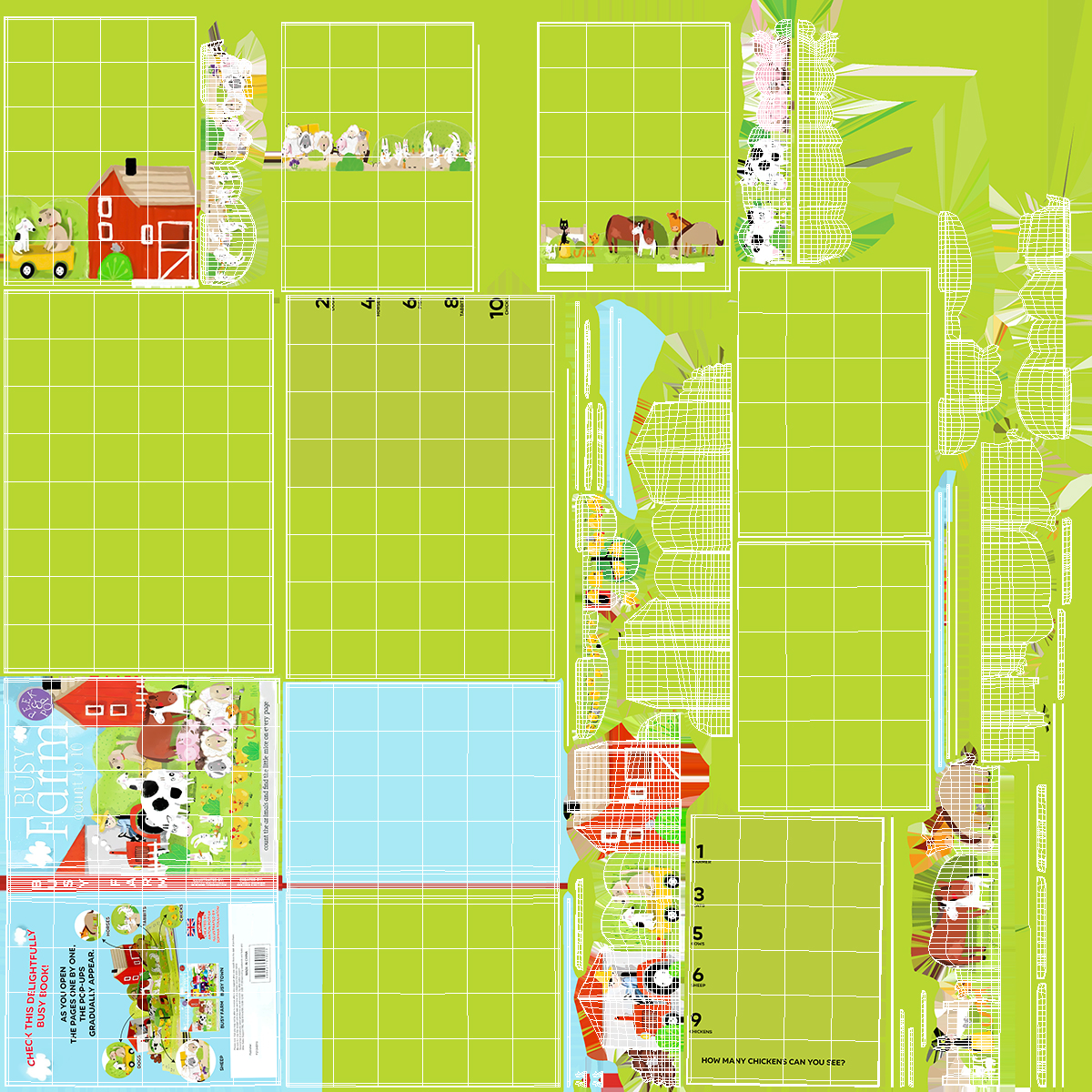 3D Open Children Pop Up Book About Farm