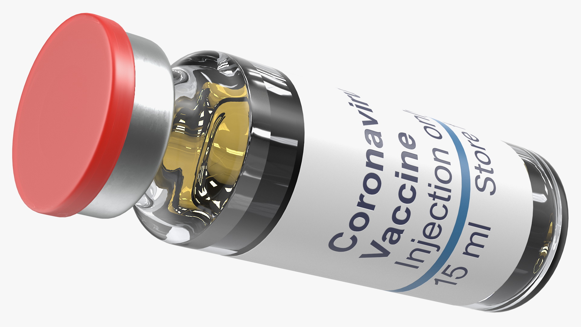 COVID 19 Vaccine Vial 15ml Red Cap 3D model