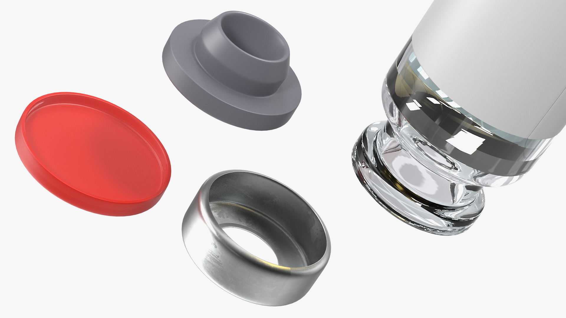 COVID 19 Vaccine Vial 15ml Red Cap 3D model