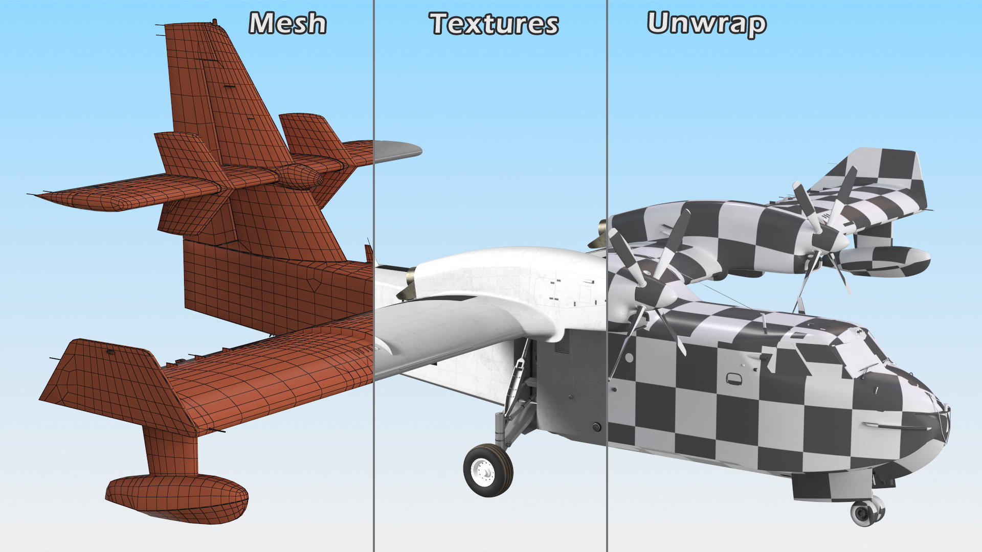 3D Amphibious Aircraft Rigged