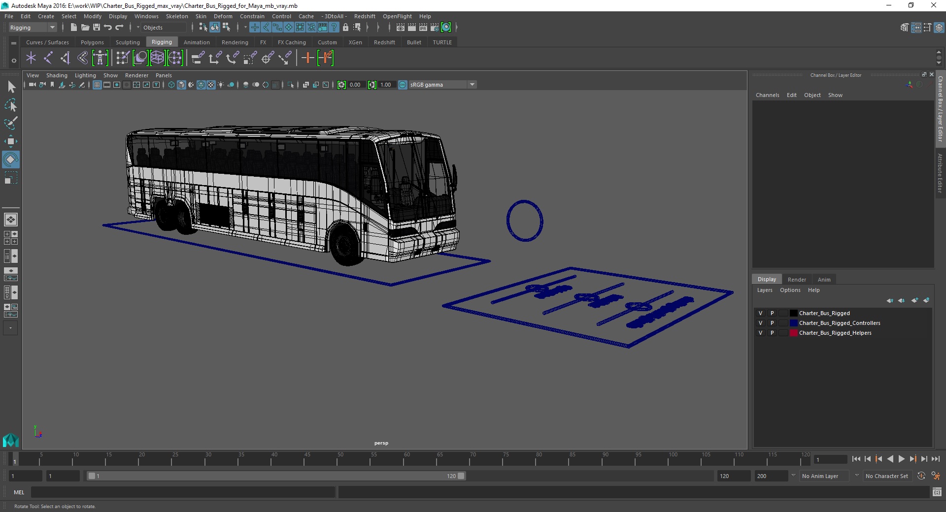 Charter Bus Rigged for Maya 3D
