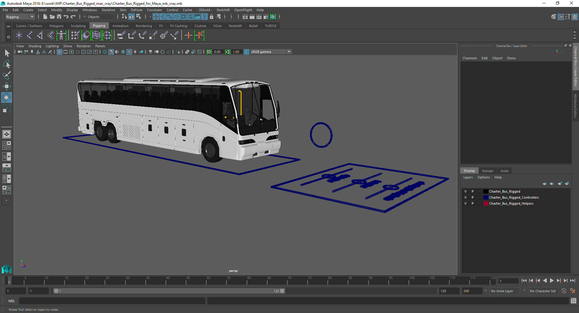 Charter Bus Rigged for Maya 3D