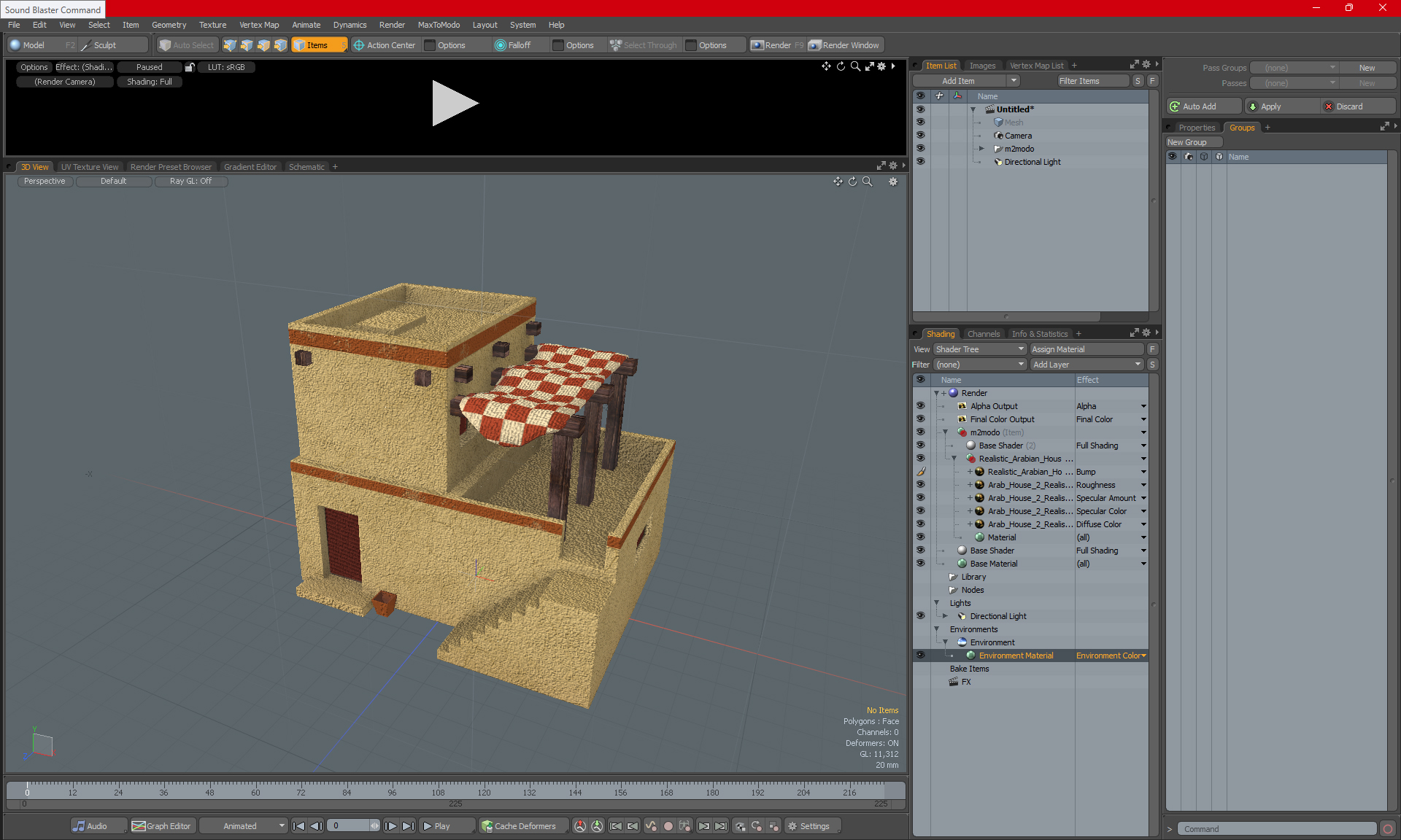 3D model Realistic Arabian House Building with Terrace