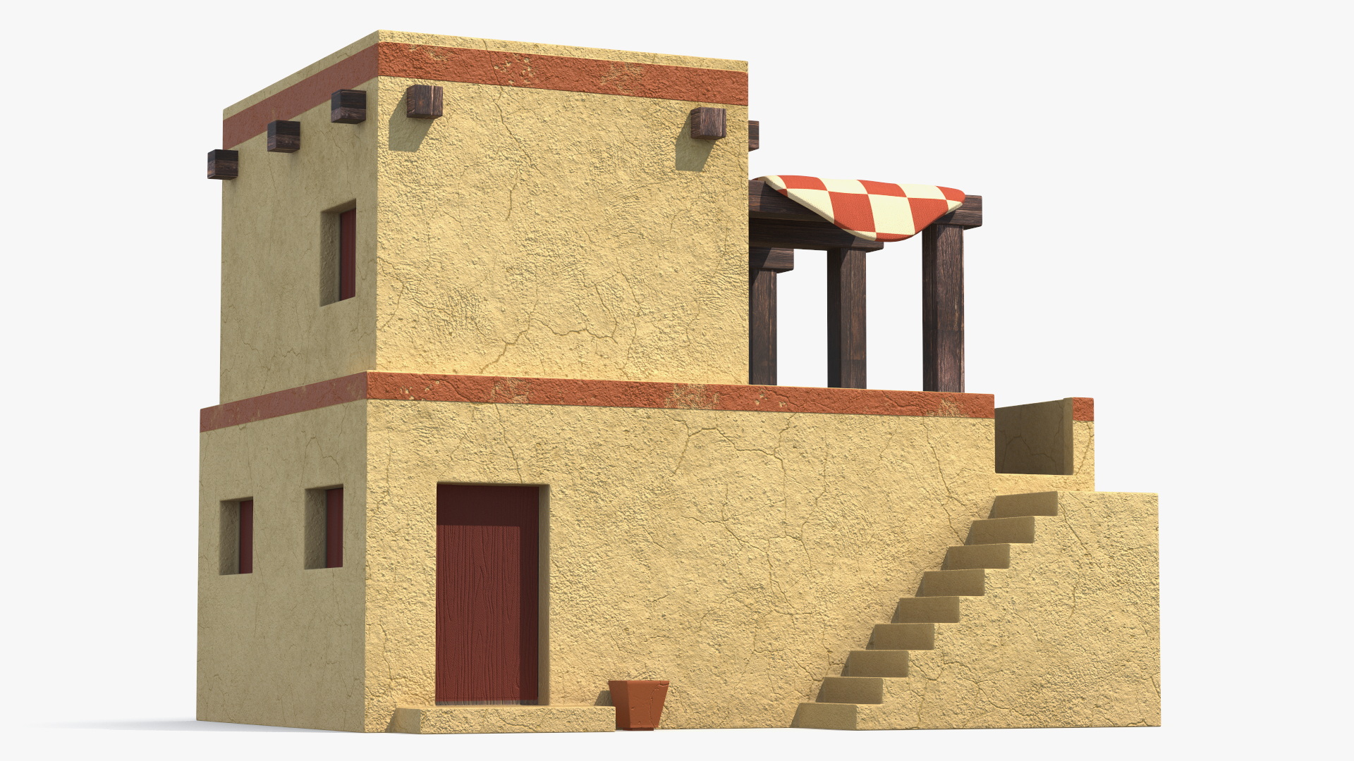 3D model Realistic Arabian House Building with Terrace