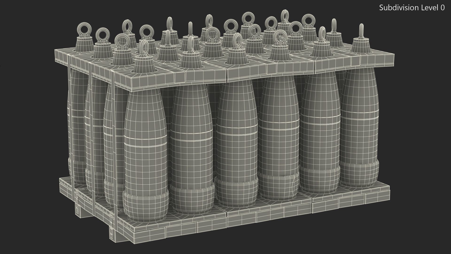 3D Military Mortar Shells 155mm in Two Sided Pallet model