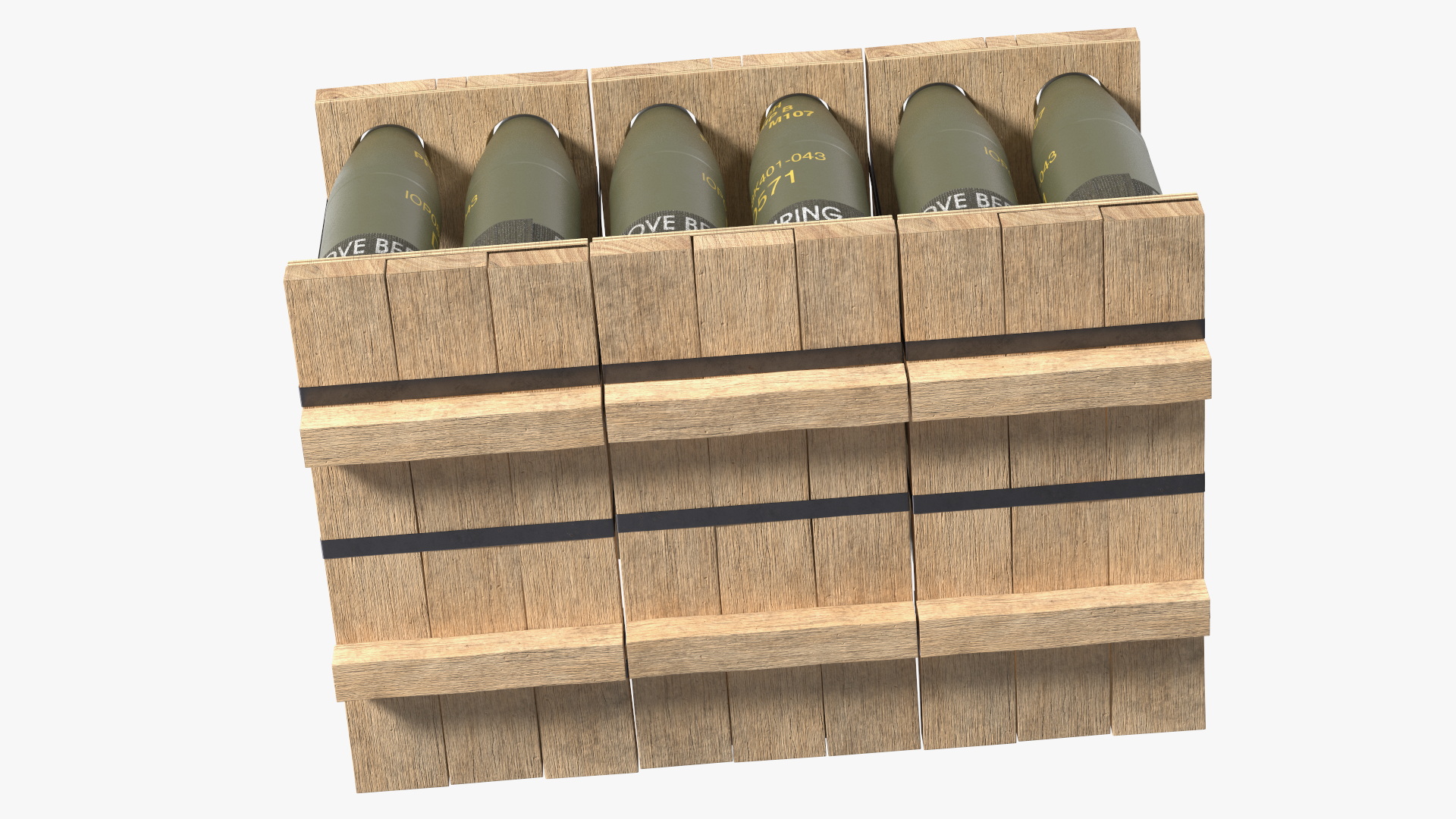 3D Military Mortar Shells 155mm in Two Sided Pallet model