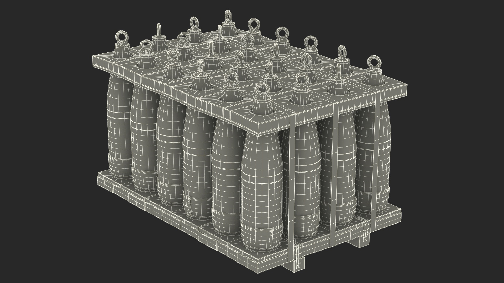 3D Military Mortar Shells 155mm in Two Sided Pallet model