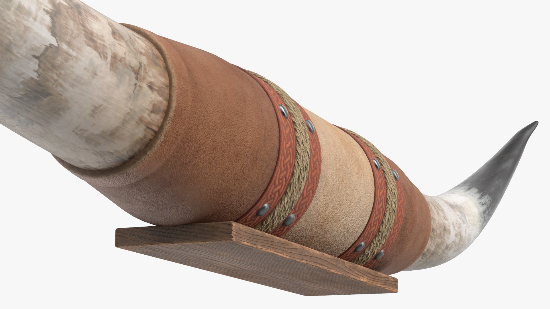 Bull Horns with Leather Mount 3D model