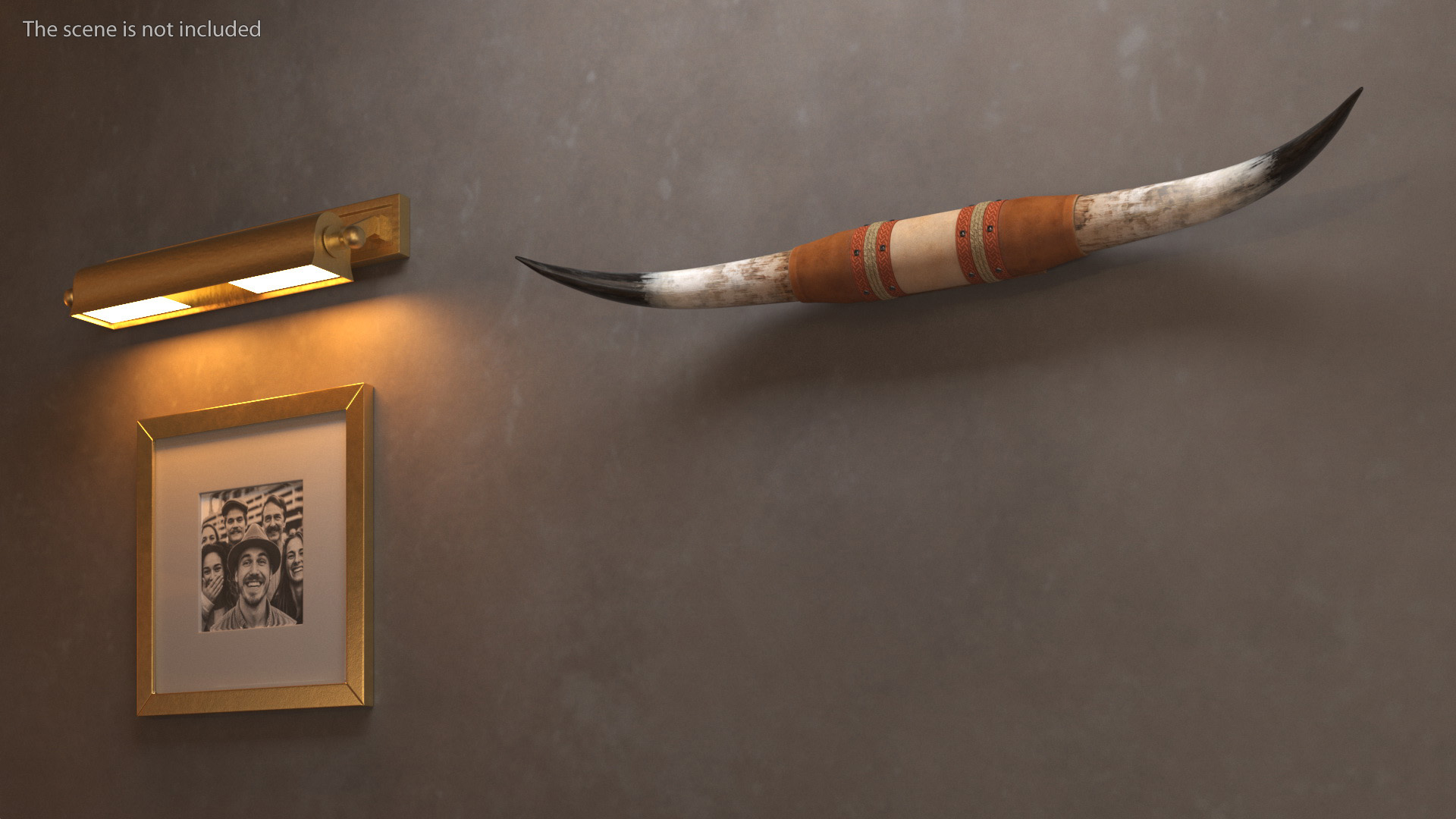 Bull Horns with Leather Mount 3D model
