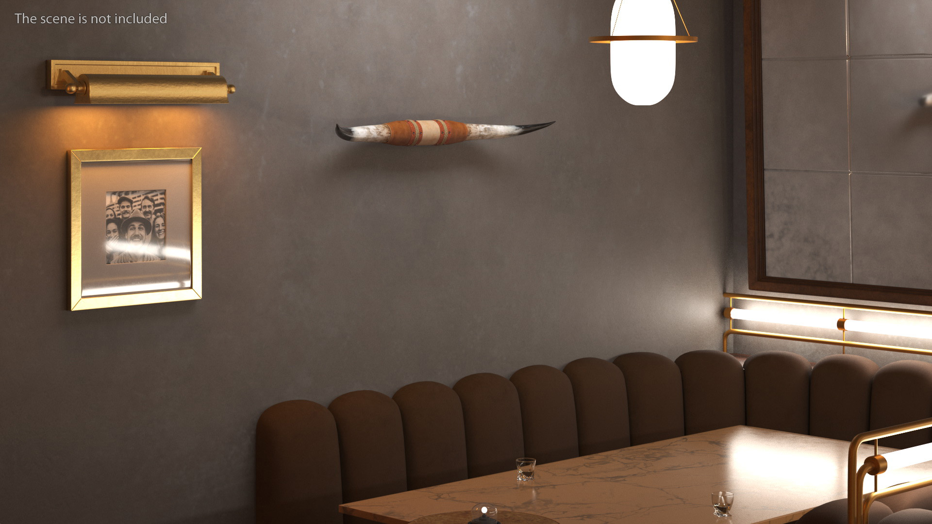 Bull Horns with Leather Mount 3D model