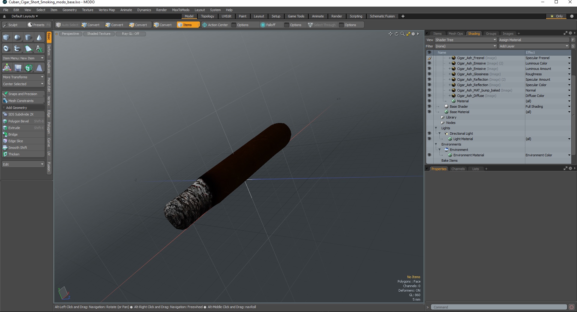 3D model Cuban Cigar Short Smoking