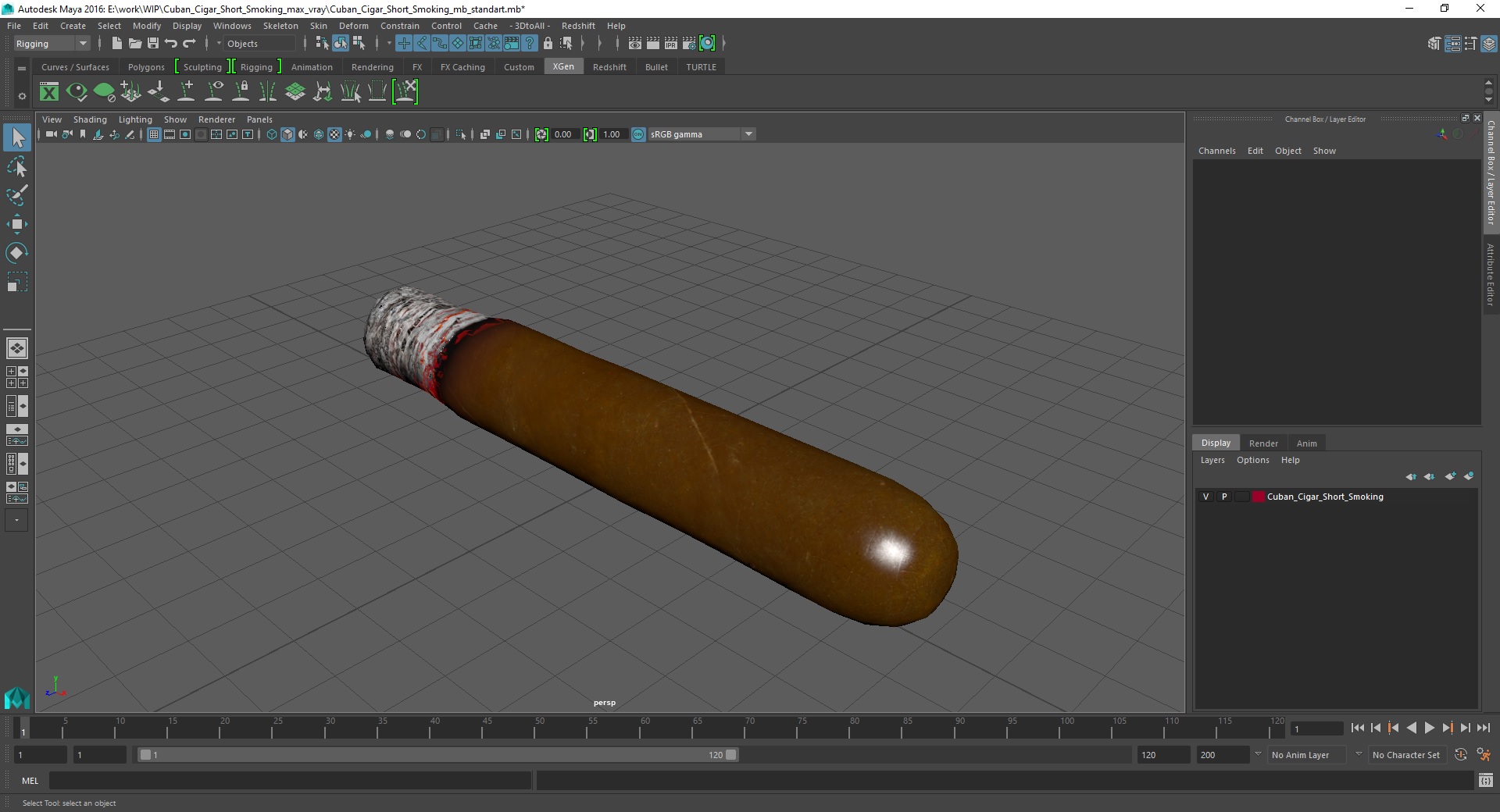 3D model Cuban Cigar Short Smoking
