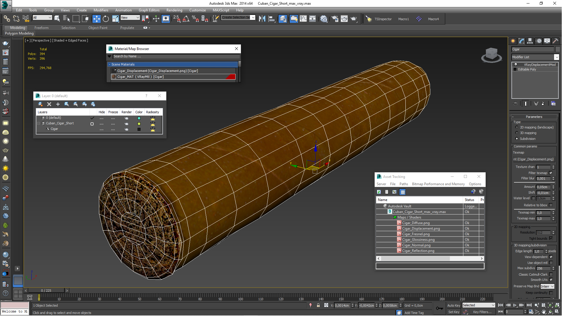 3D model Cuban Cigar Short Smoking