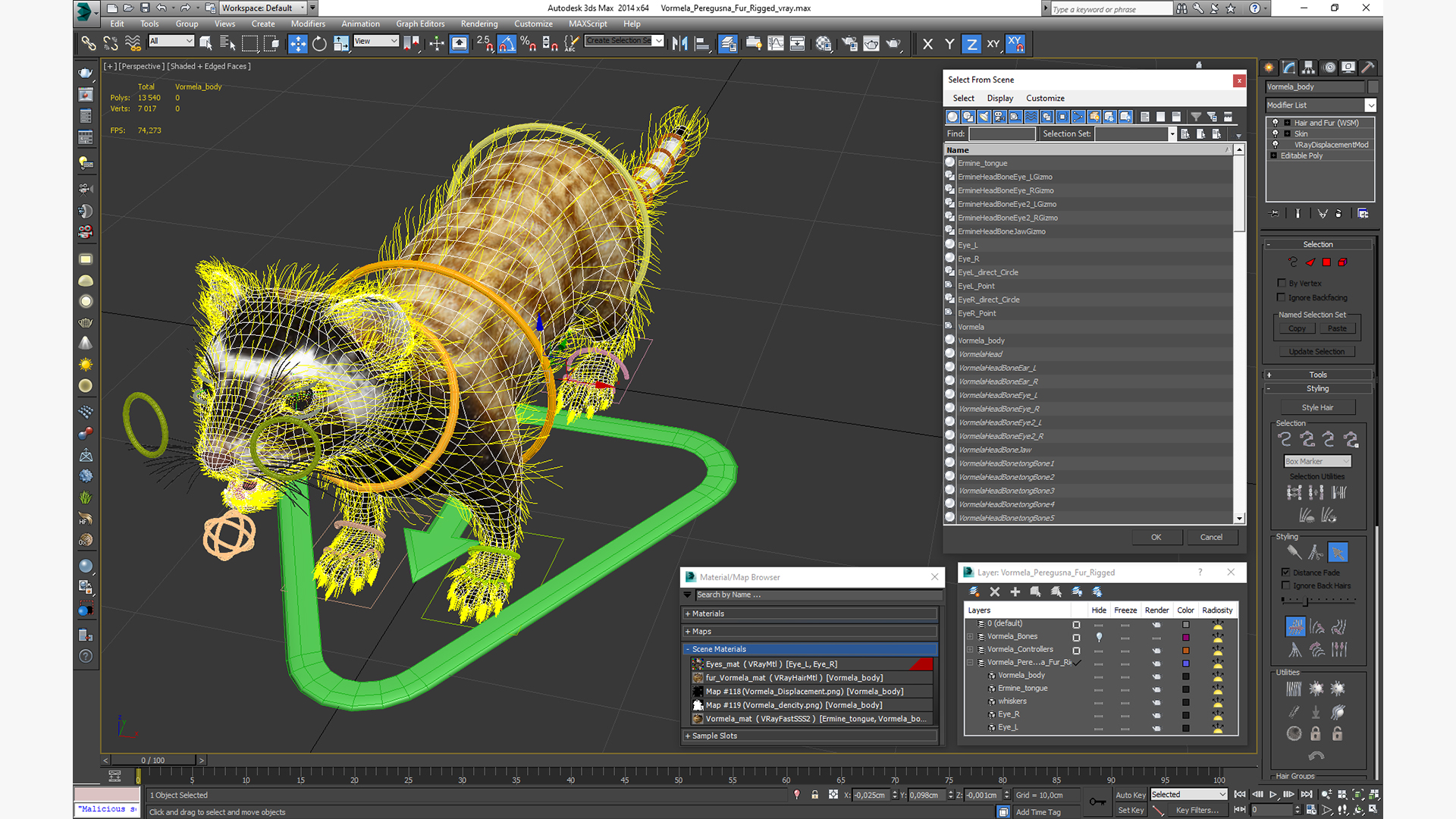 3D Vormela Peregusna Fur Rigged model