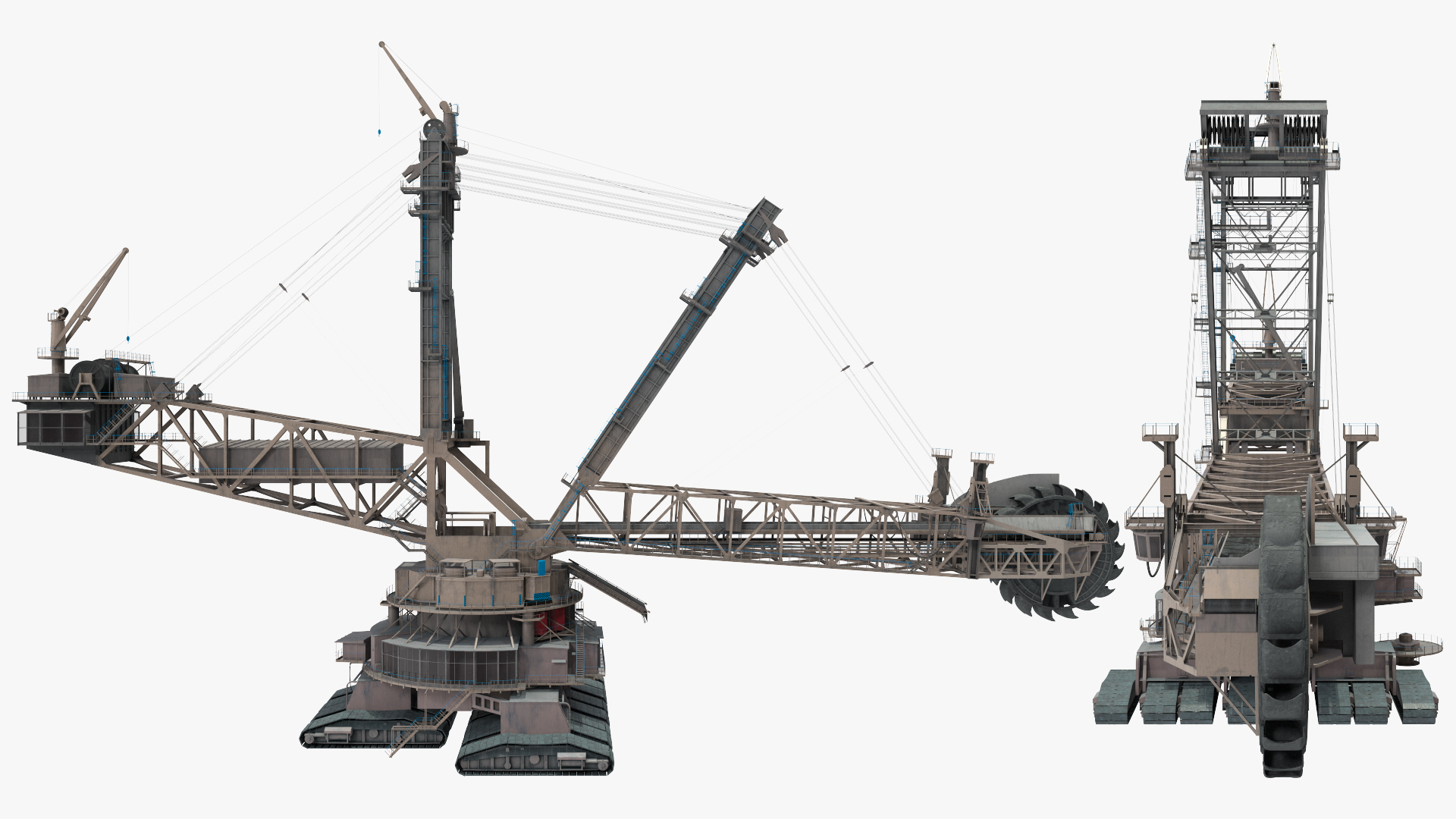 3D Mining Multi Bucket Wheel Excavator Rigged for Maya