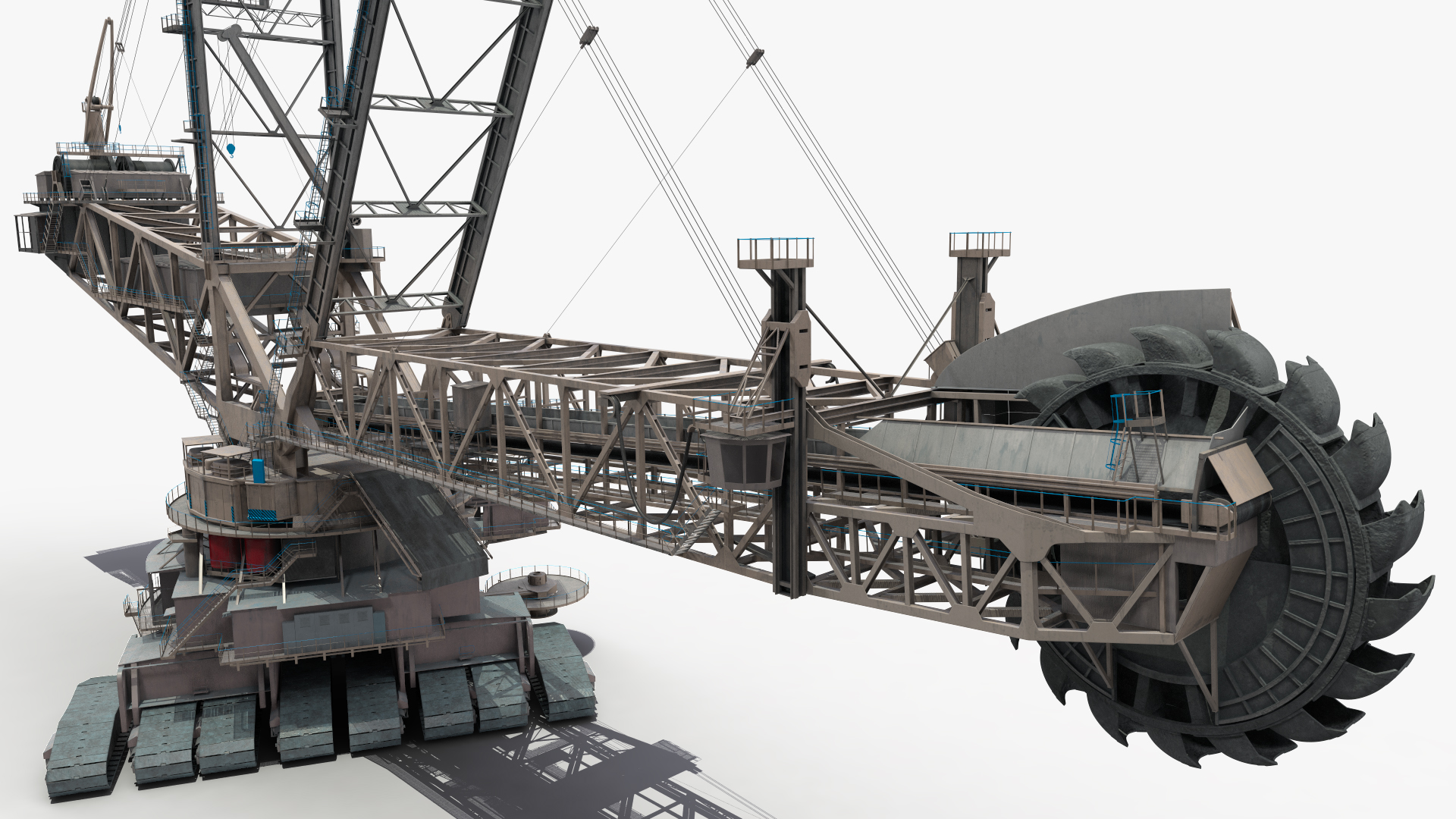 3D Mining Multi Bucket Wheel Excavator Rigged for Maya