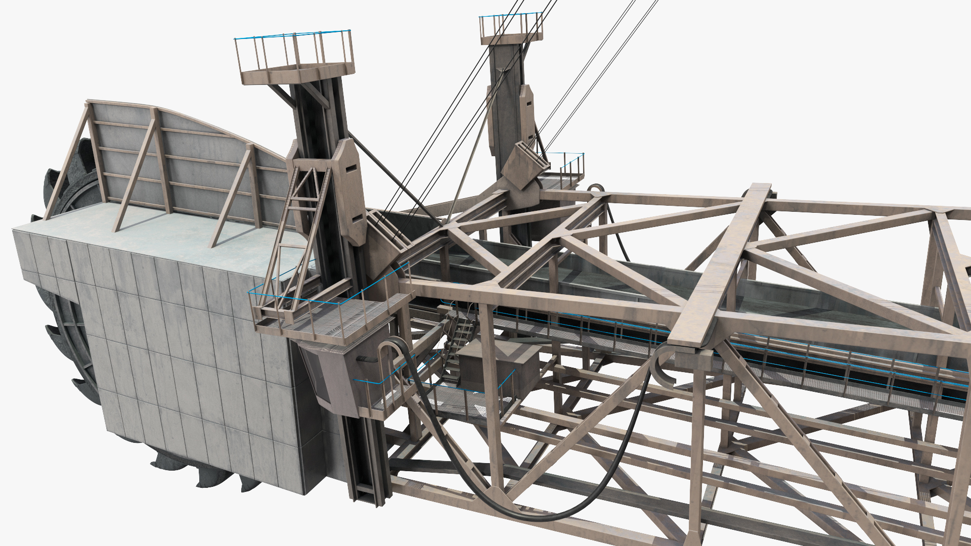 3D Mining Multi Bucket Wheel Excavator Rigged for Maya