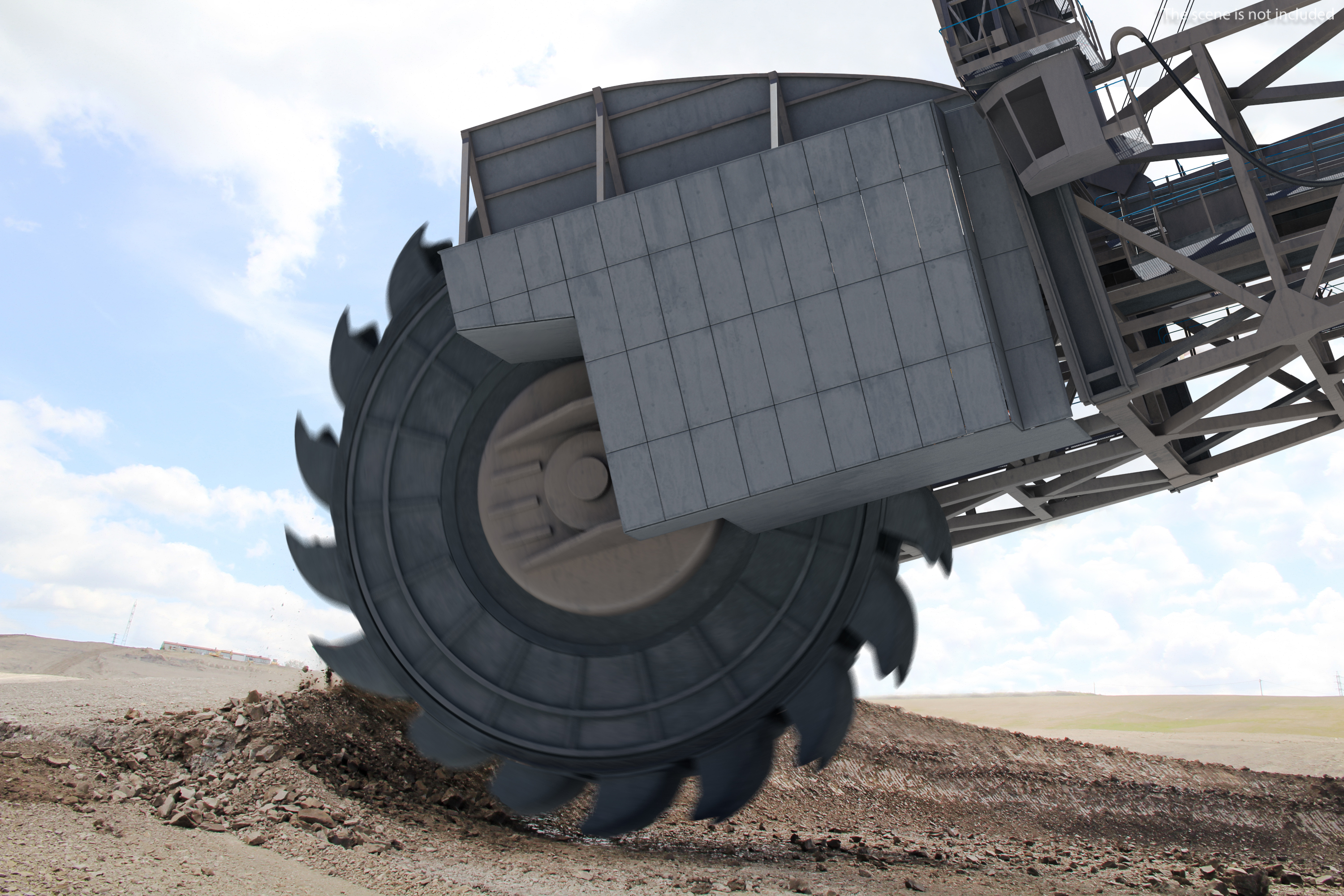 3D Mining Multi Bucket Wheel Excavator Rigged for Maya