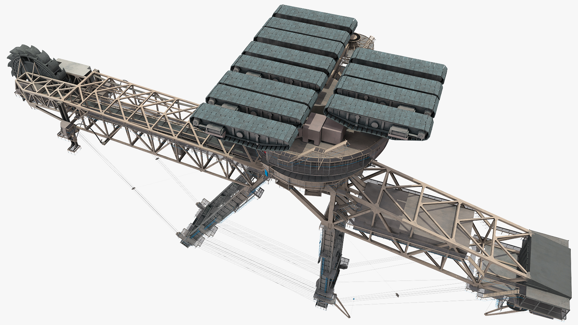 3D Mining Multi Bucket Wheel Excavator Rigged for Maya